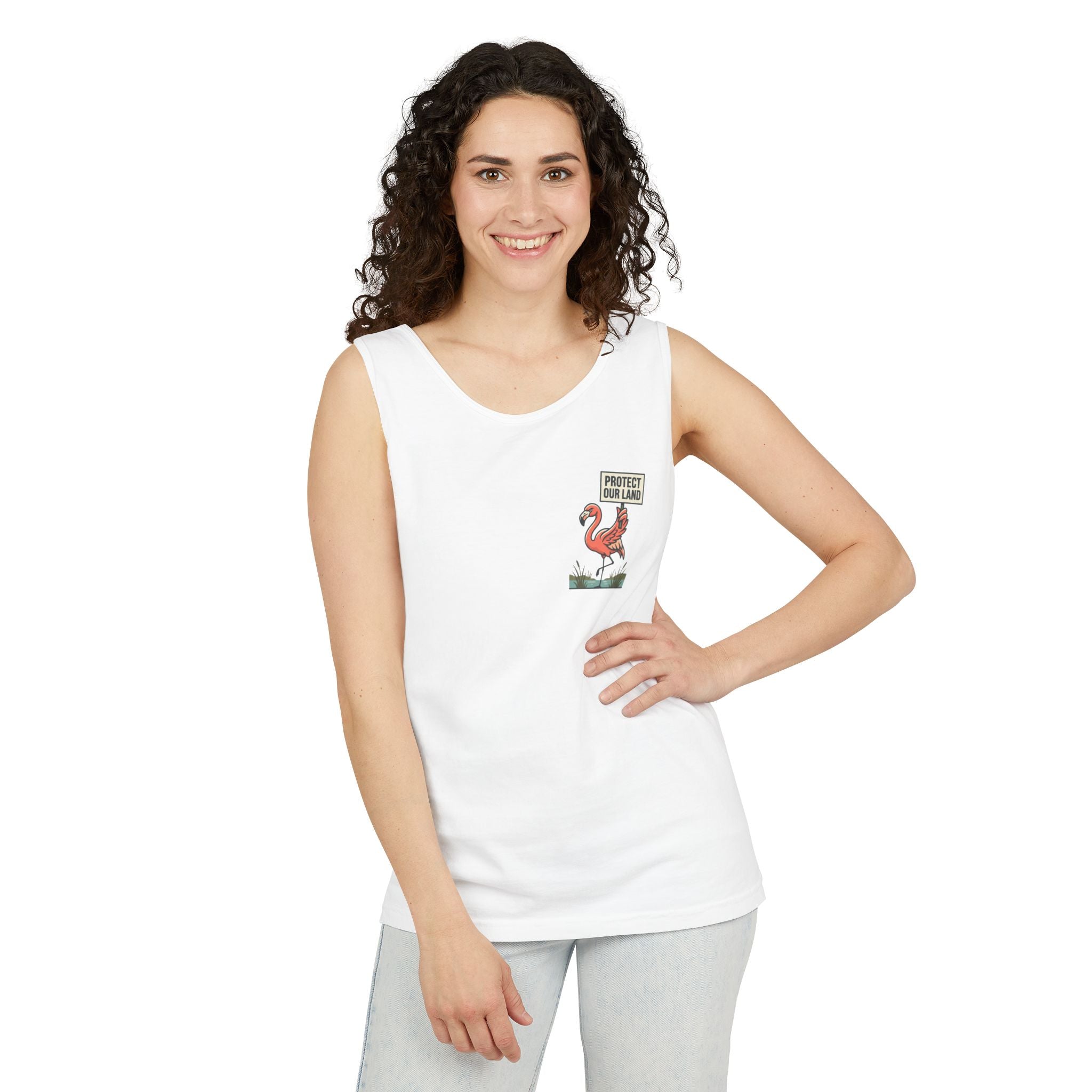 Flamingo Beach Vibes Tank Top – 'Property of the Beach' Graphic
