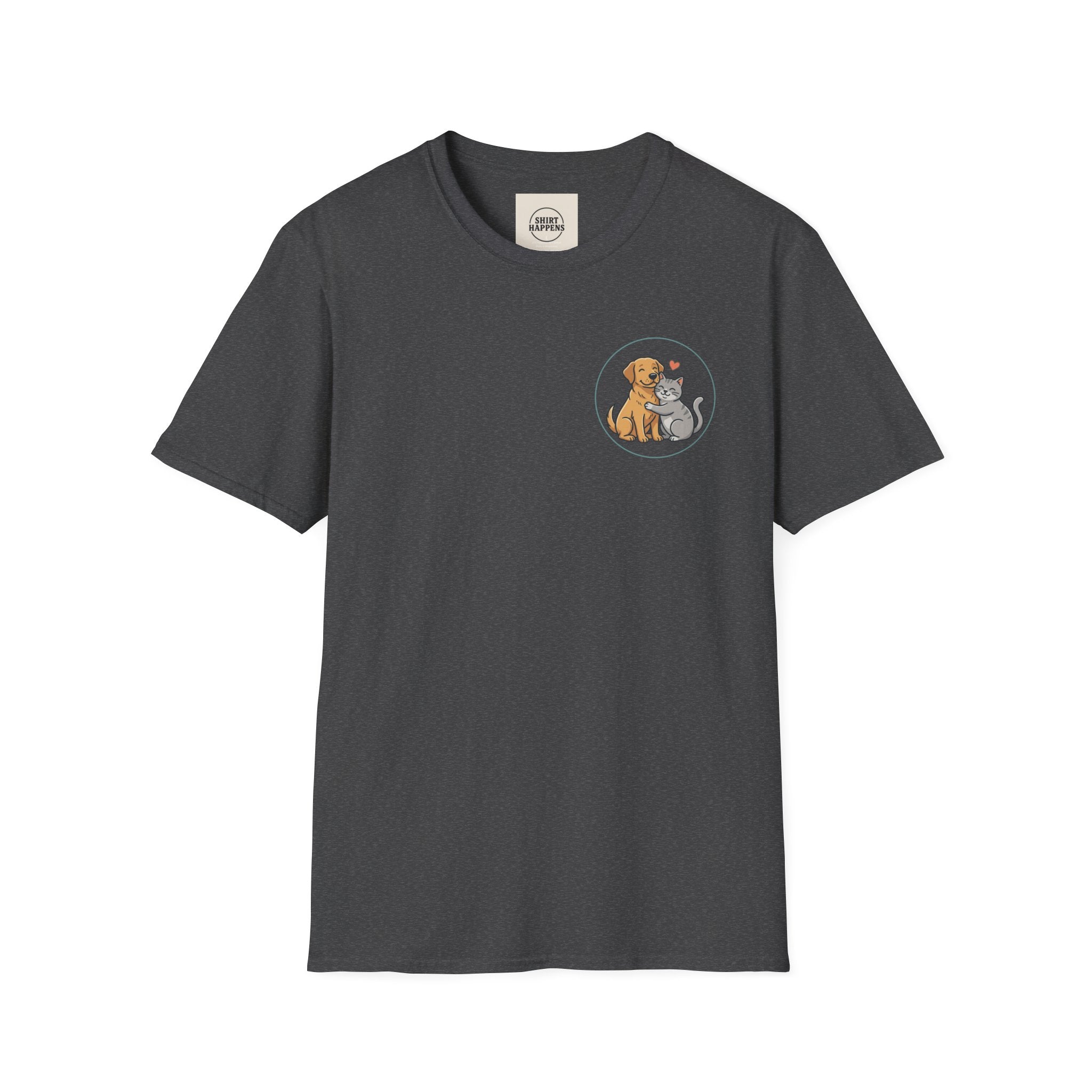 Dog and Cat Best Friends T-Shirt — Cute Pet Love Pocket Tee
