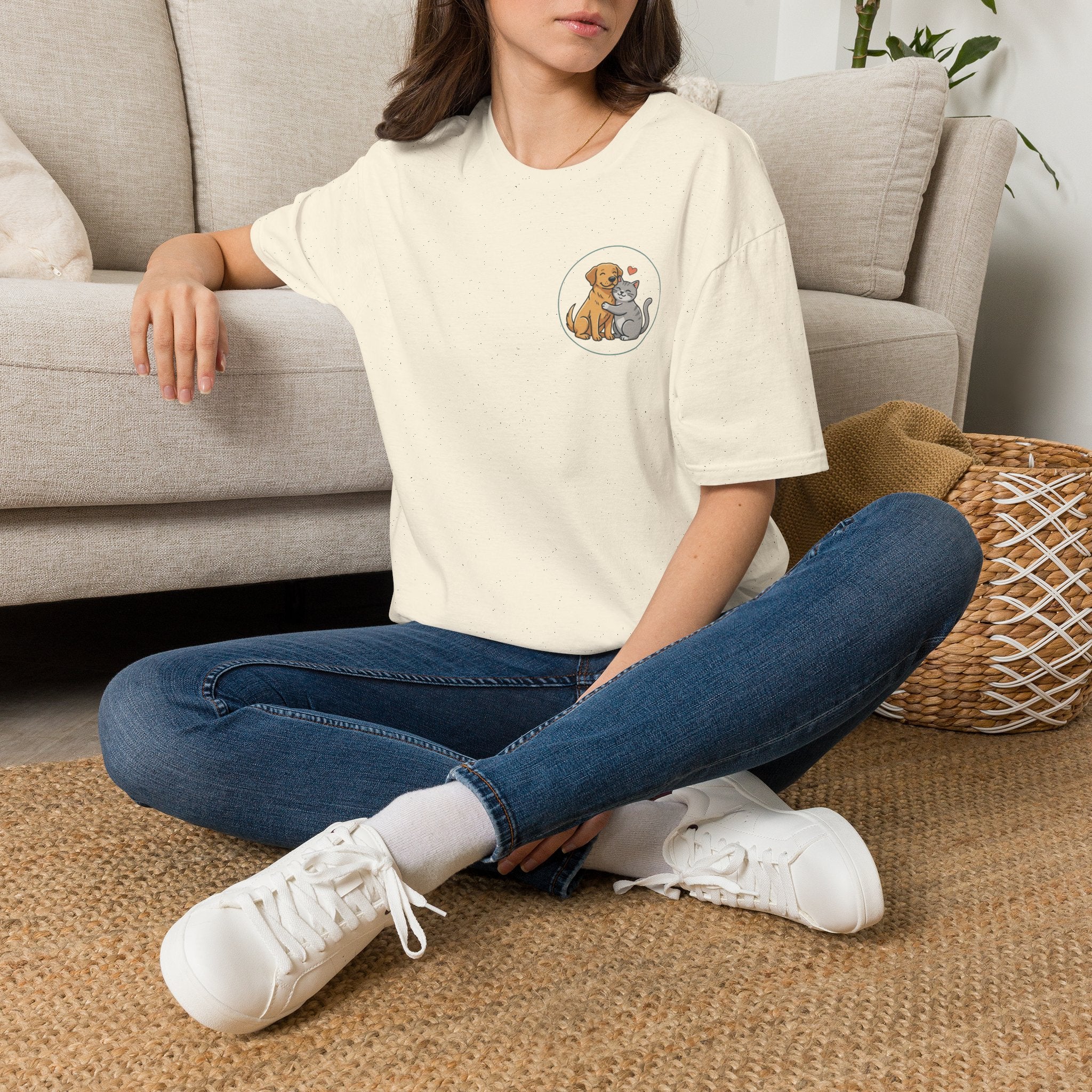 Dog and Cat Best Friends T-Shirt — Cute Pet Love Pocket Tee