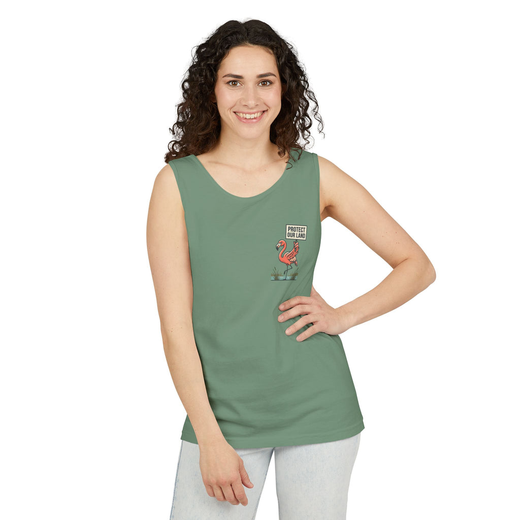 Flamingo Beach Vibes Tank Top – 'Property of the Beach' Graphic