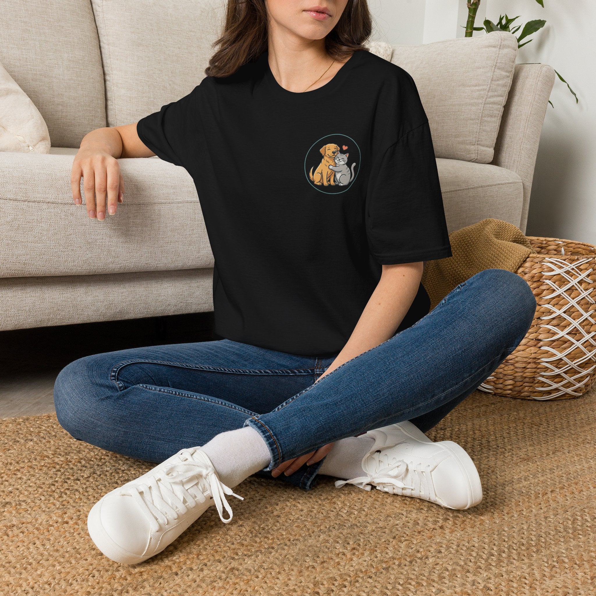 Dog and Cat Best Friends T-Shirt — Cute Pet Love Pocket Tee