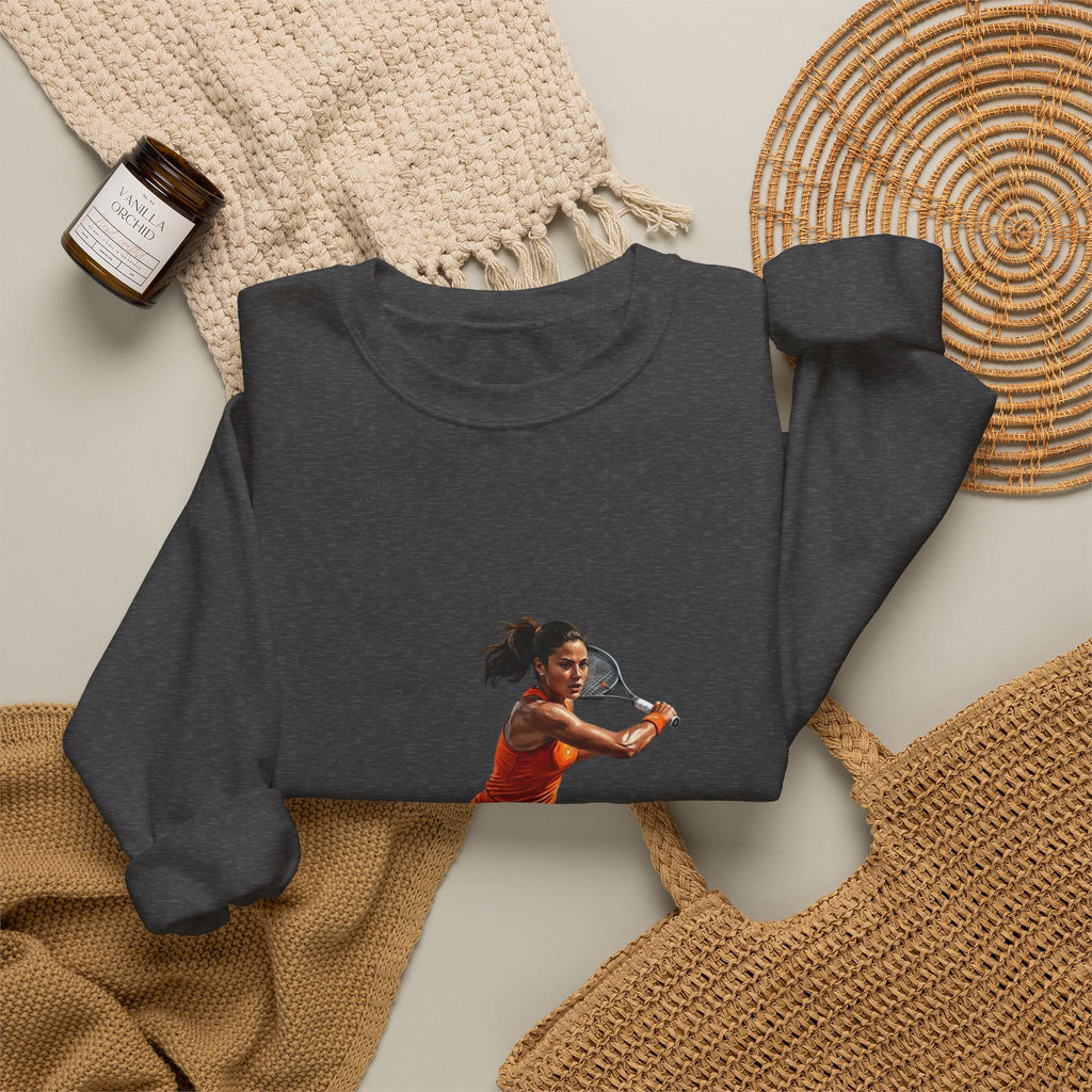 Tennis Player Graphic Sweatshirt — Vintage Court Action Crewneck