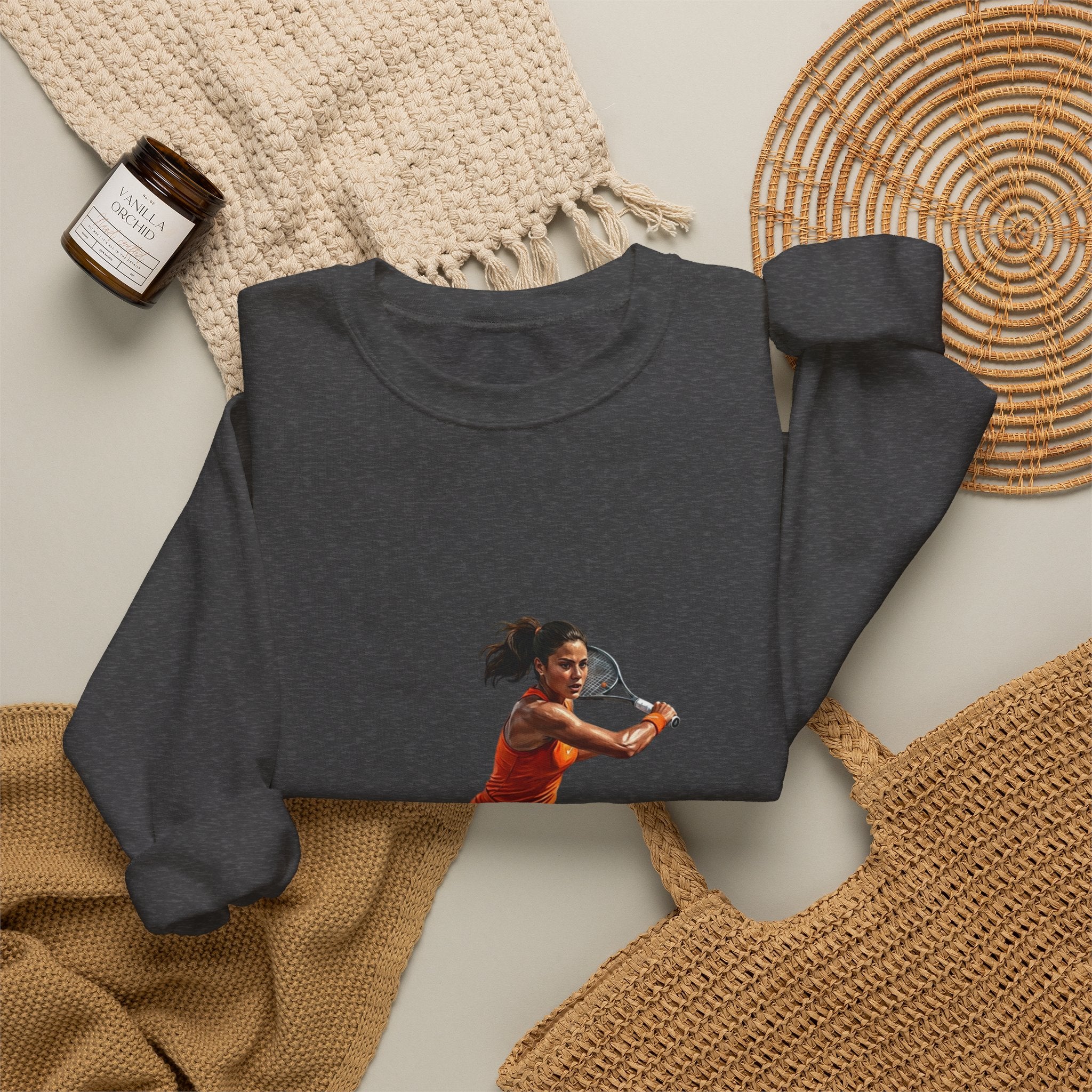Tennis Player Graphic Sweatshirt — Vintage Court Action Crewneck