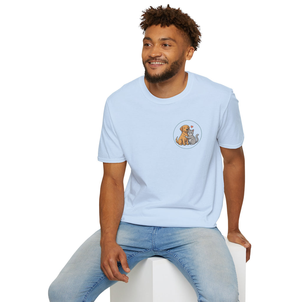 Dog and Cat Best Friends T-Shirt — Cute Pet Love Pocket Tee