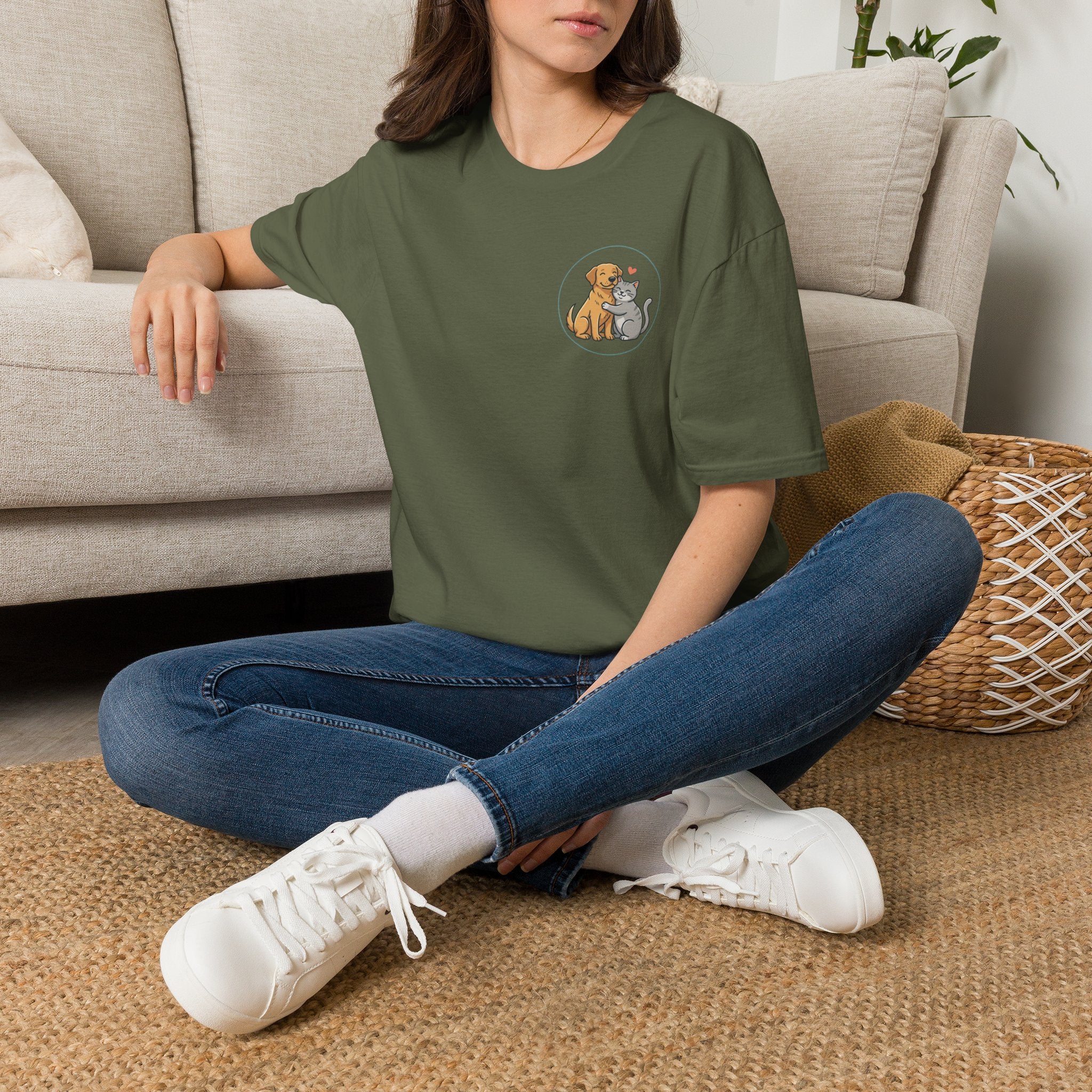Dog and Cat Best Friends T-Shirt — Cute Pet Love Pocket Tee