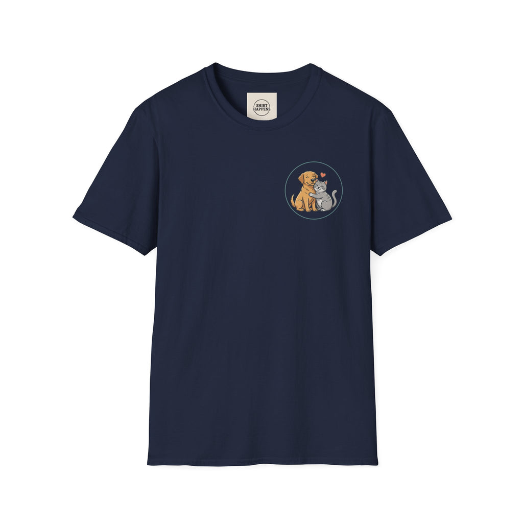 Dog and Cat Best Friends T-Shirt — Cute Pet Love Pocket Tee