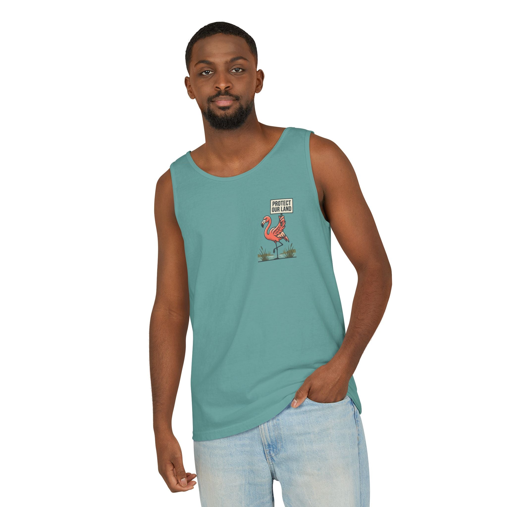 Flamingo Beach Vibes Tank Top – 'Property of the Beach' Graphic