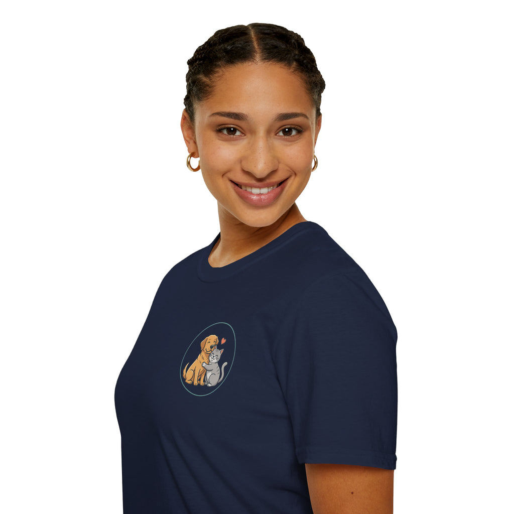 Dog and Cat Best Friends T-Shirt — Cute Pet Love Pocket Tee