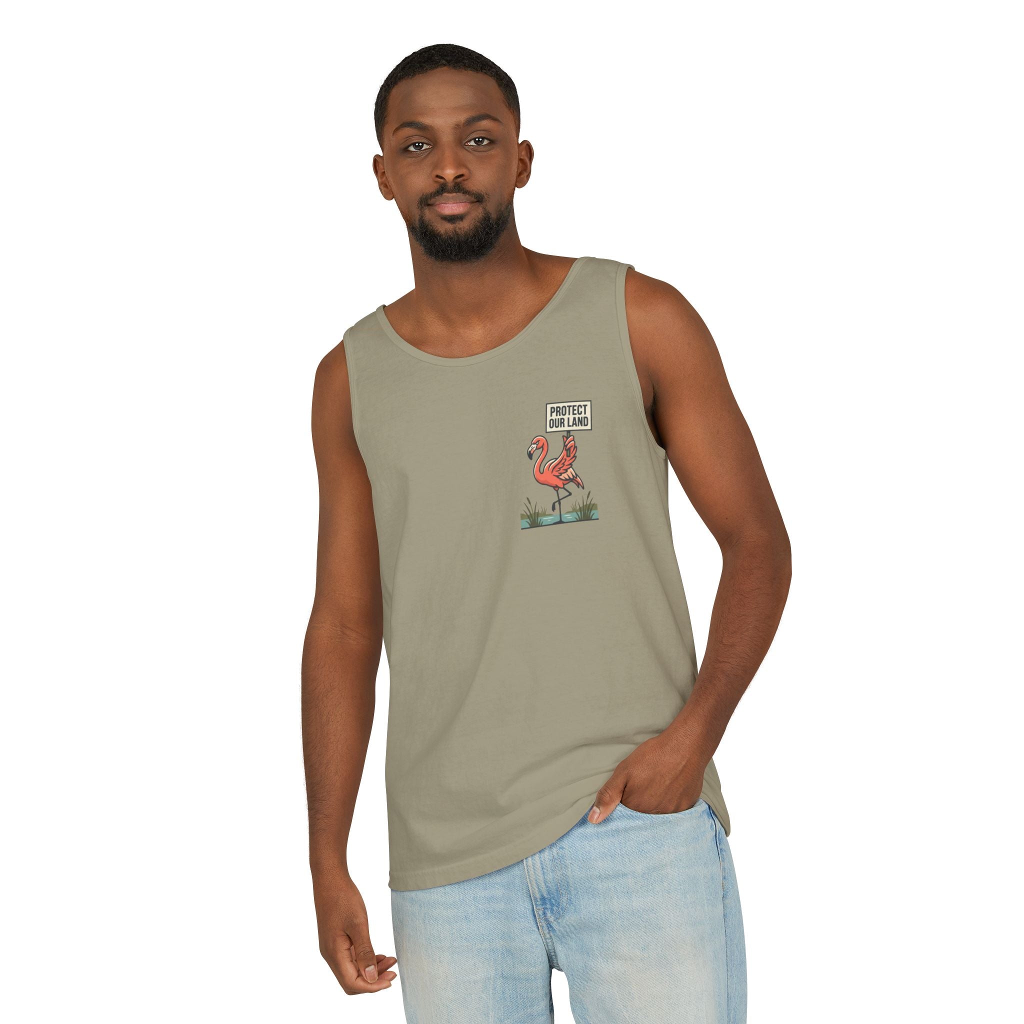 Flamingo Beach Vibes Tank Top – 'Property of the Beach' Graphic