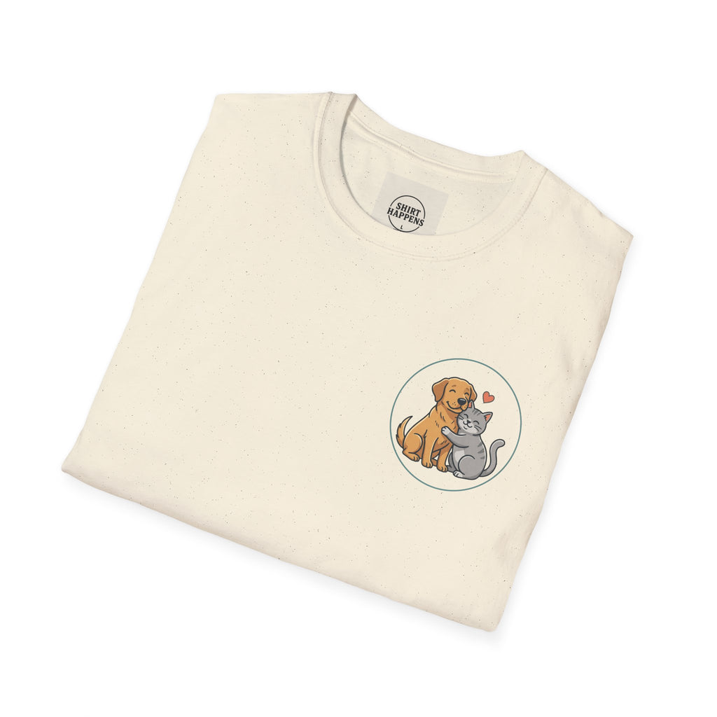 Dog and Cat Best Friends T-Shirt — Cute Pet Love Pocket Tee