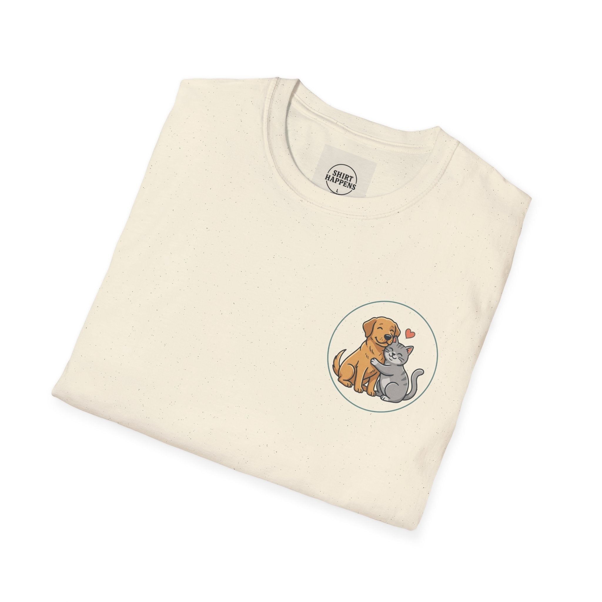 Dog and Cat Best Friends T-Shirt — Cute Pet Love Pocket Tee