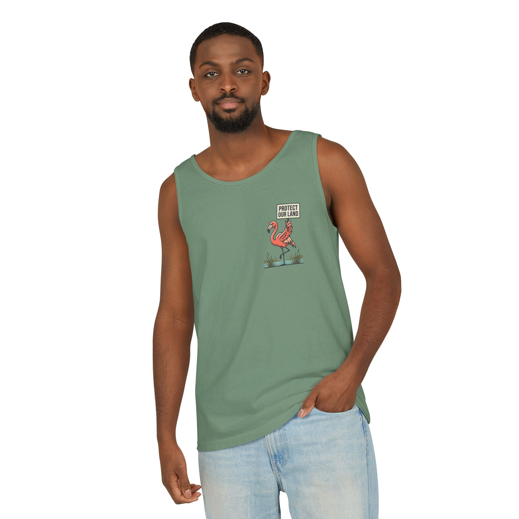 Flamingo Beach Vibes Tank Top – 'Property of the Beach' Graphic