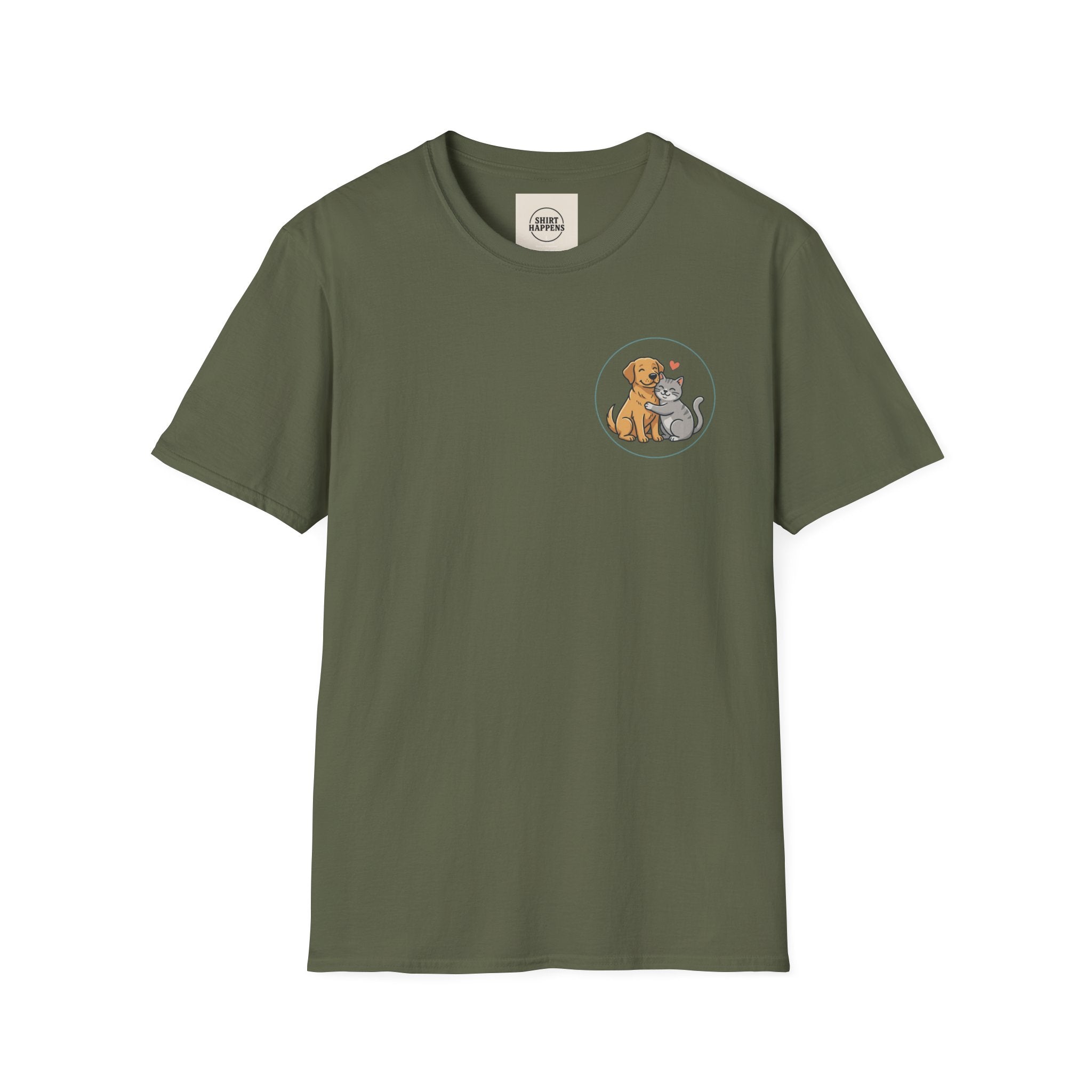 Dog and Cat Best Friends T-Shirt — Cute Pet Love Pocket Tee