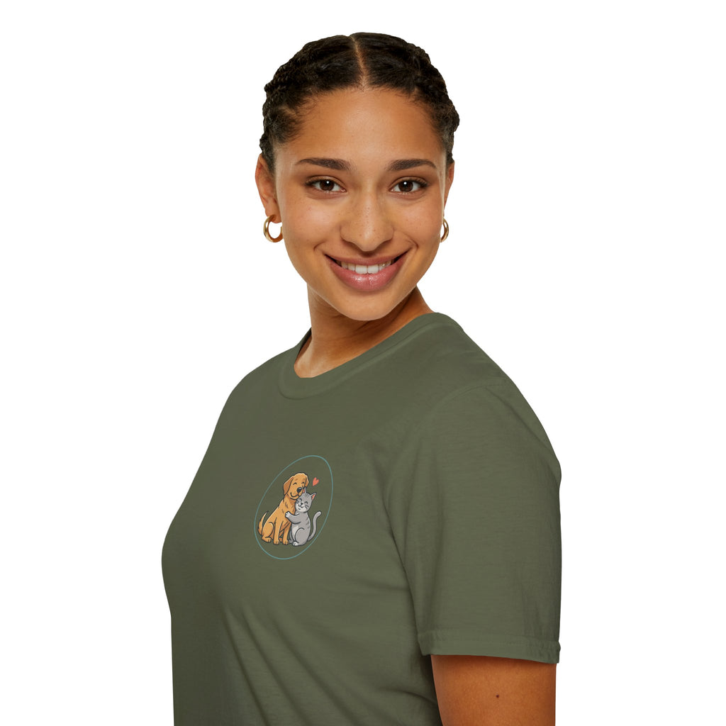 Dog and Cat Best Friends T-Shirt — Cute Pet Love Pocket Tee