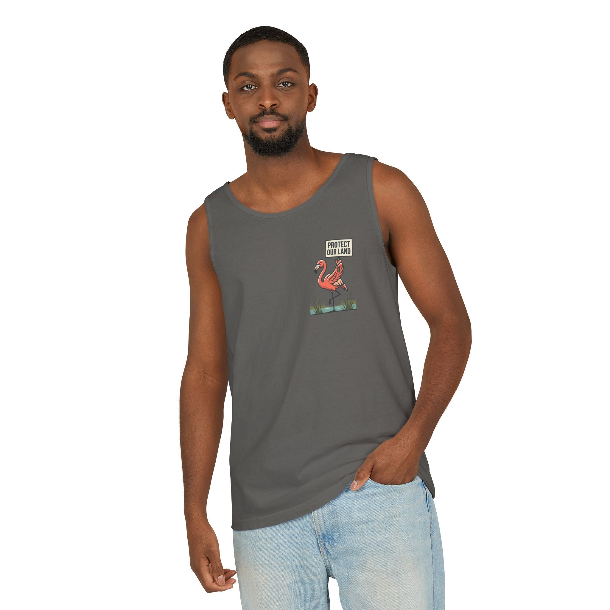 Flamingo Beach Vibes Tank Top – 'Property of the Beach' Graphic