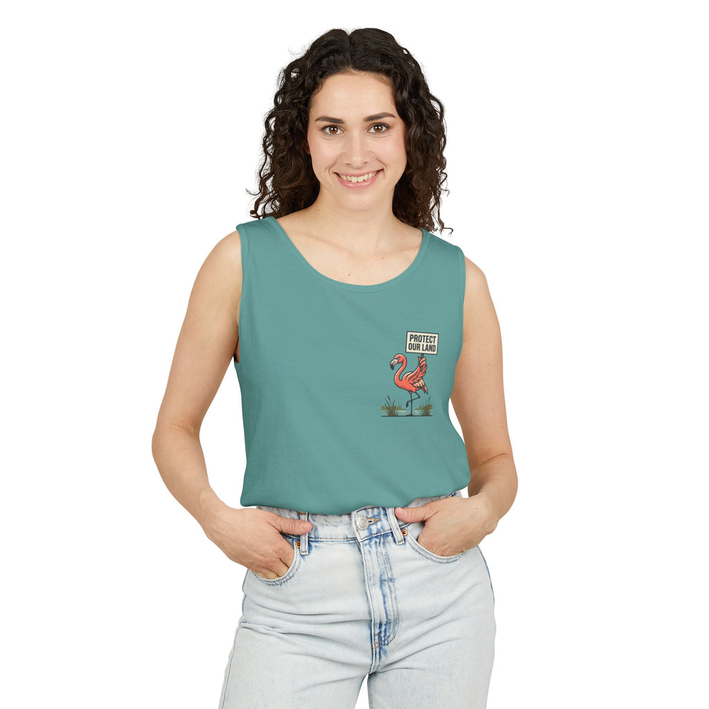 Flamingo Beach Vibes Tank Top – 'Property of the Beach' Graphic