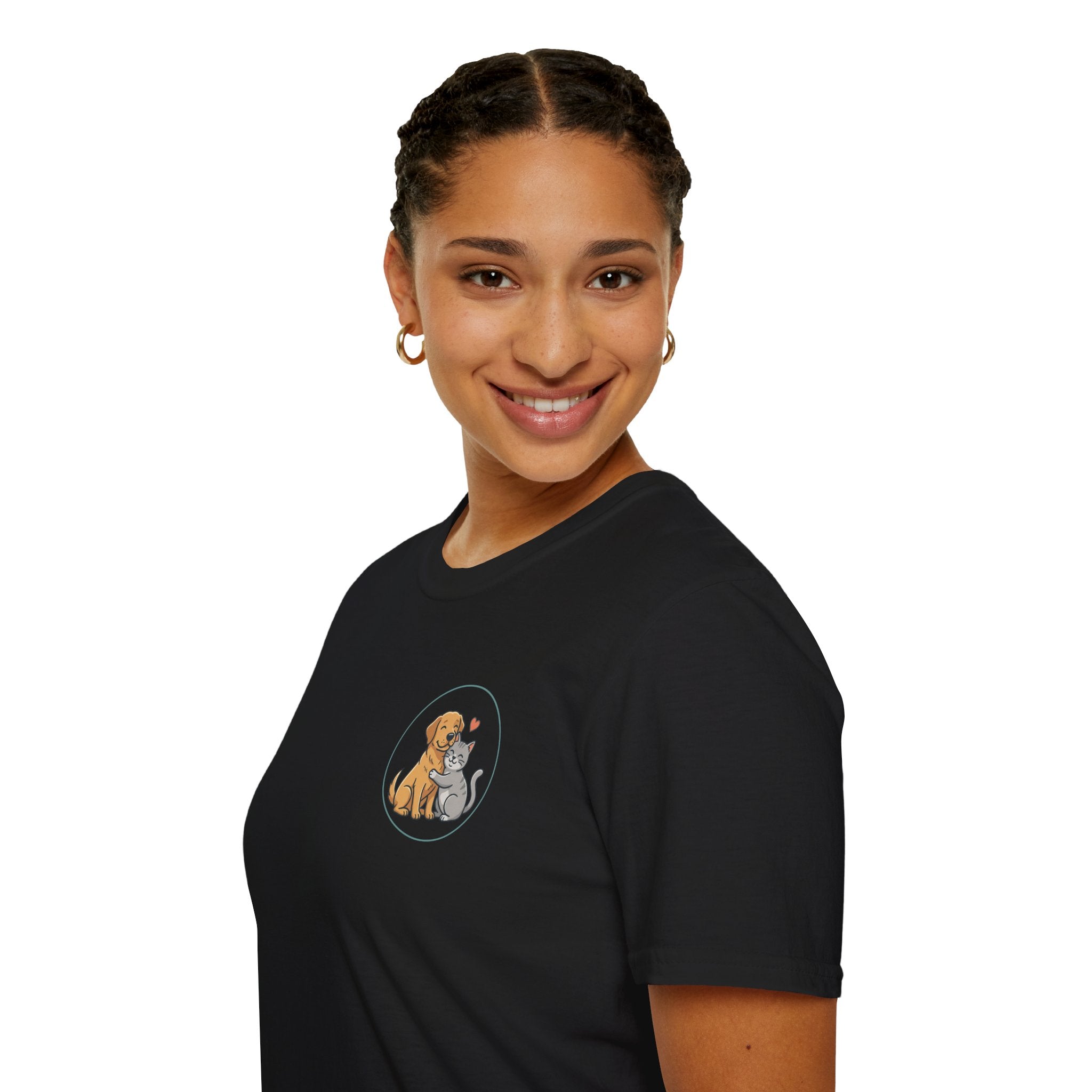 Dog and Cat Best Friends T-Shirt — Cute Pet Love Pocket Tee