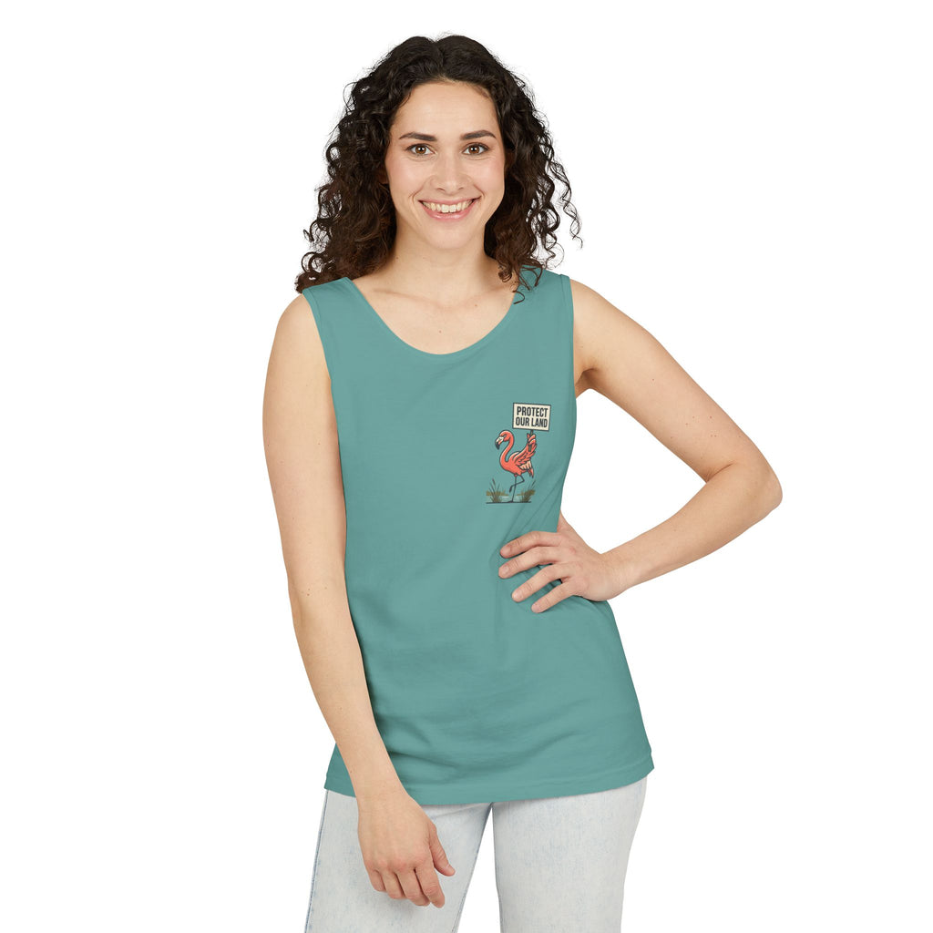 Flamingo Beach Vibes Tank Top – 'Property of the Beach' Graphic