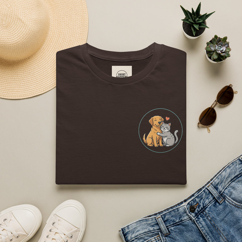 Dog and Cat Best Friends T-Shirt — Cute Pet Love Pocket Tee