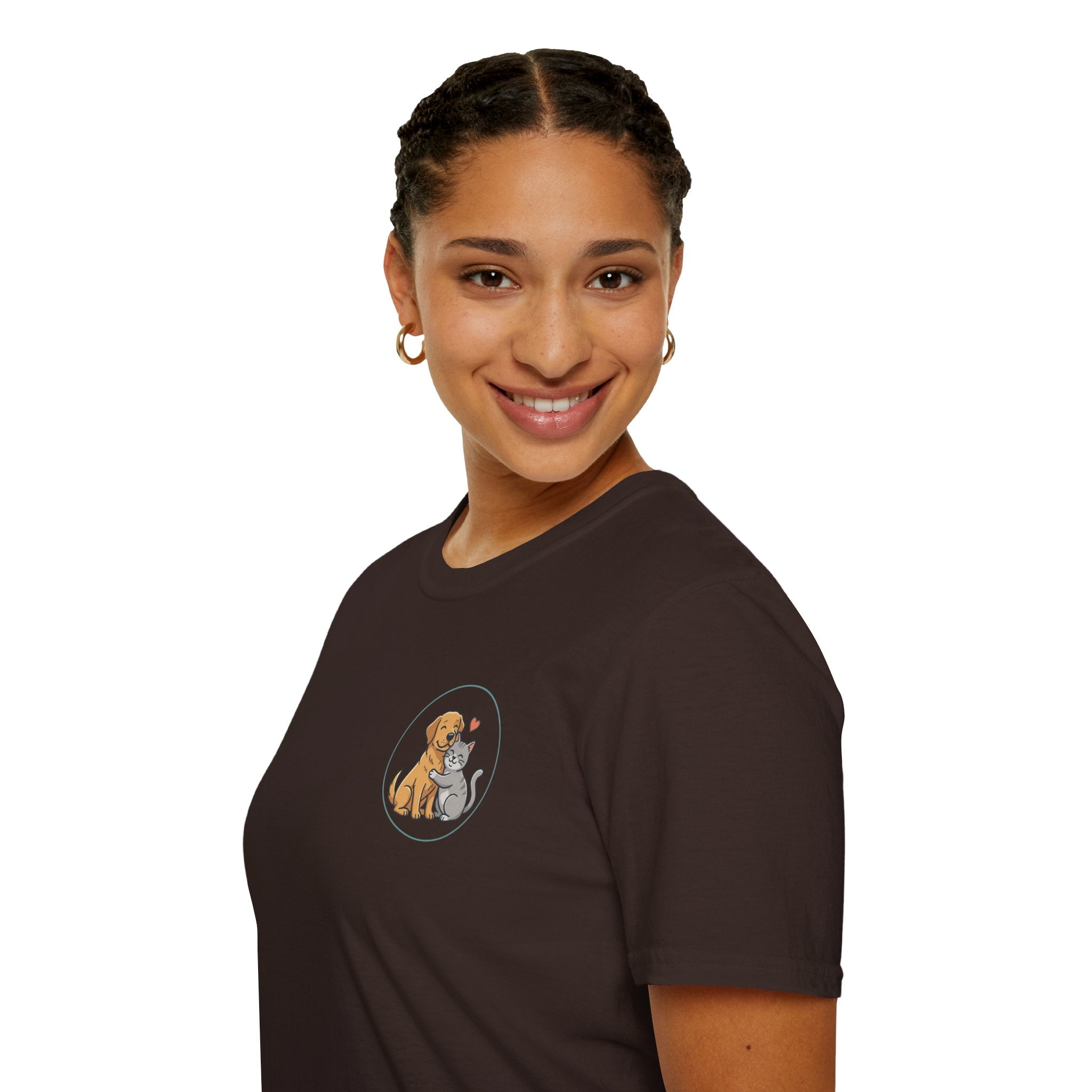 Dog and Cat Best Friends T-Shirt — Cute Pet Love Pocket Tee