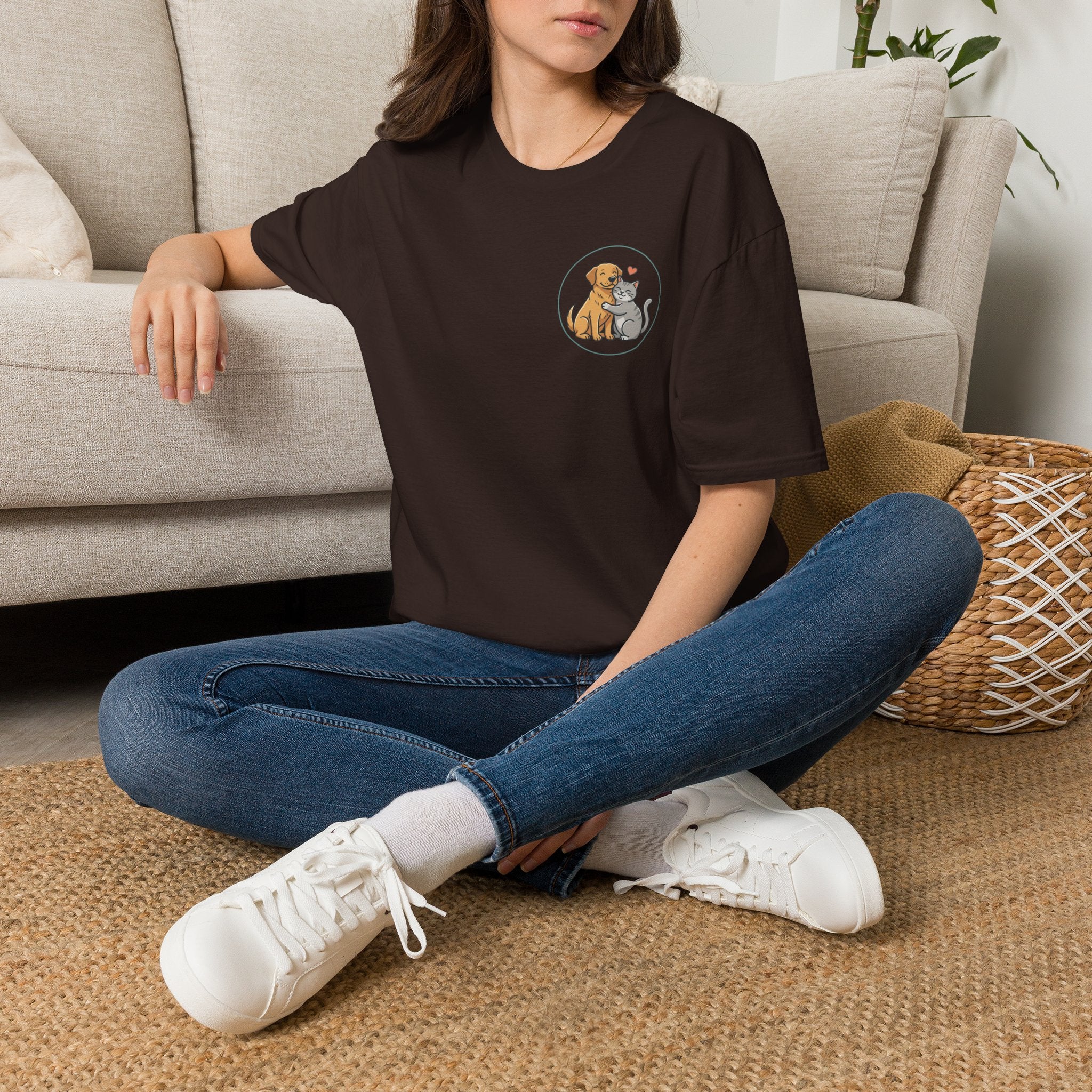 Dog and Cat Best Friends T-Shirt — Cute Pet Love Pocket Tee