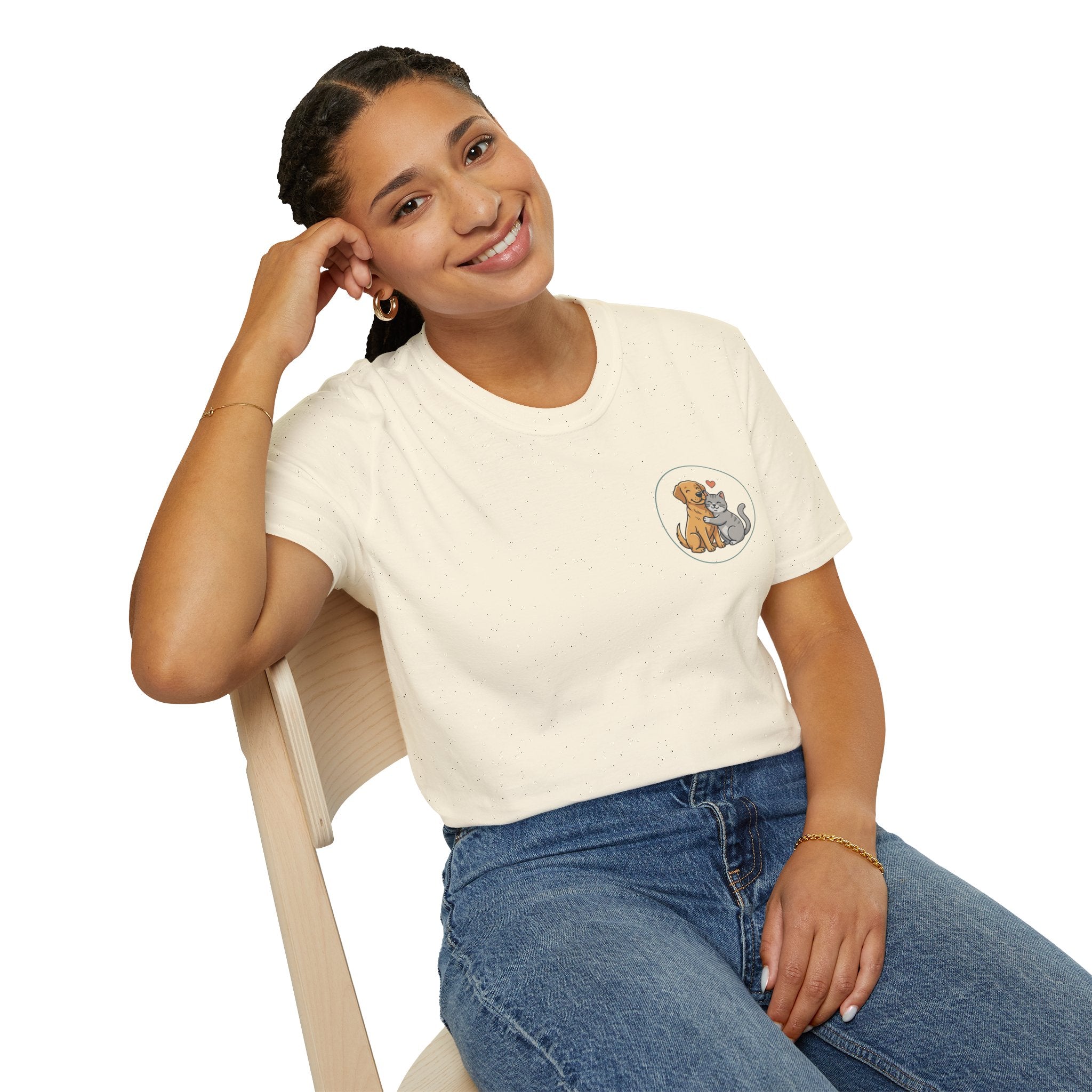 Dog and Cat Best Friends T-Shirt — Cute Pet Love Pocket Tee