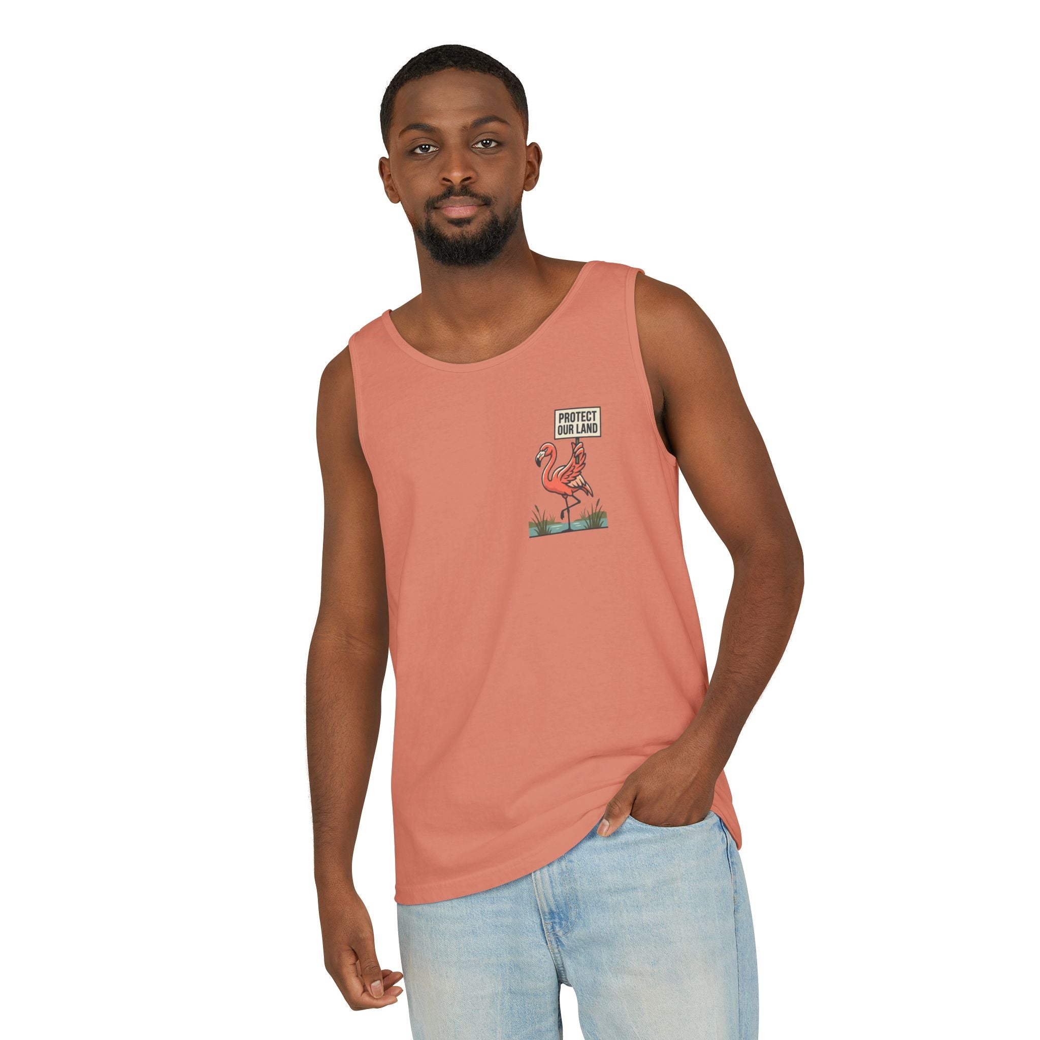 Flamingo Beach Vibes Tank Top – 'Property of the Beach' Graphic