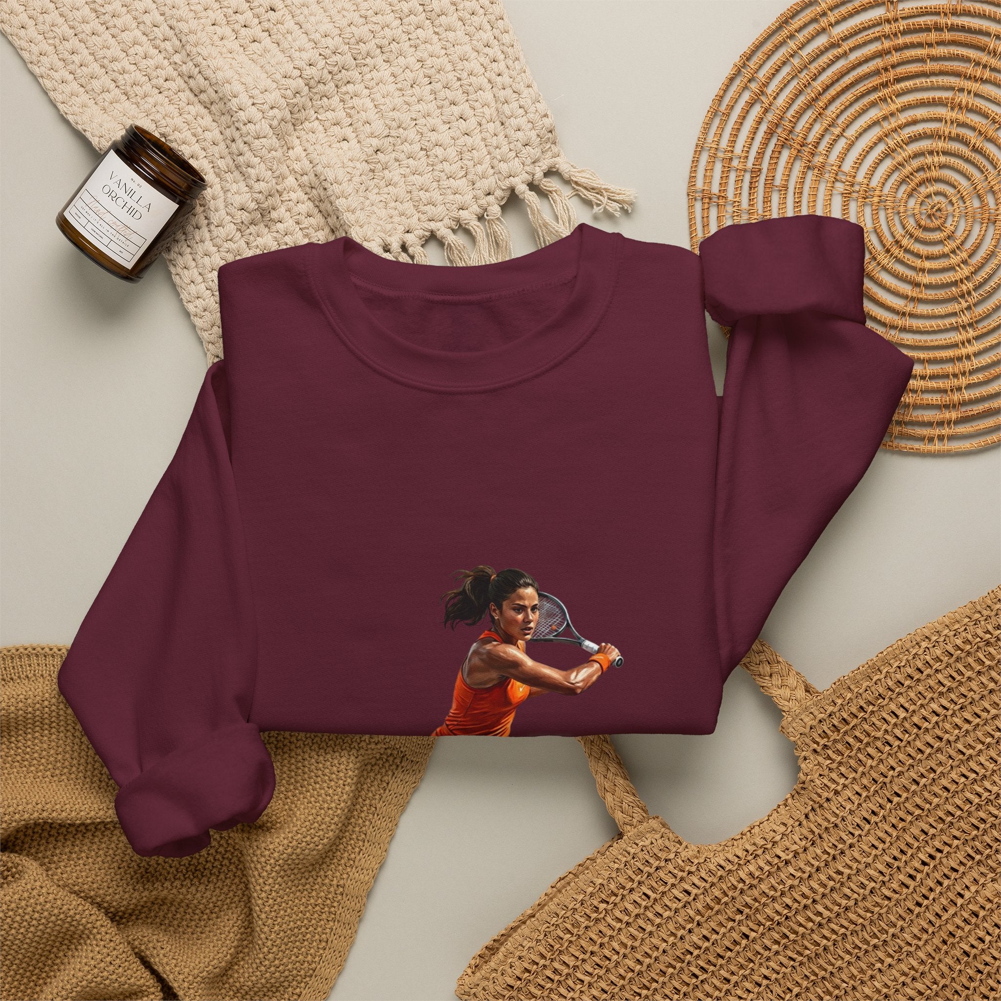 Tennis Player Graphic Sweatshirt — Vintage Court Action Crewneck