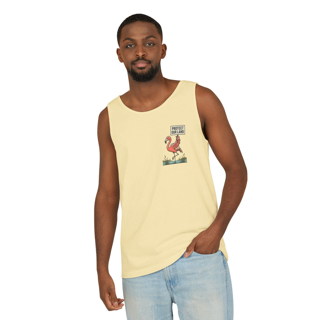Flamingo Beach Vibes Tank Top – 'Property of the Beach' Graphic