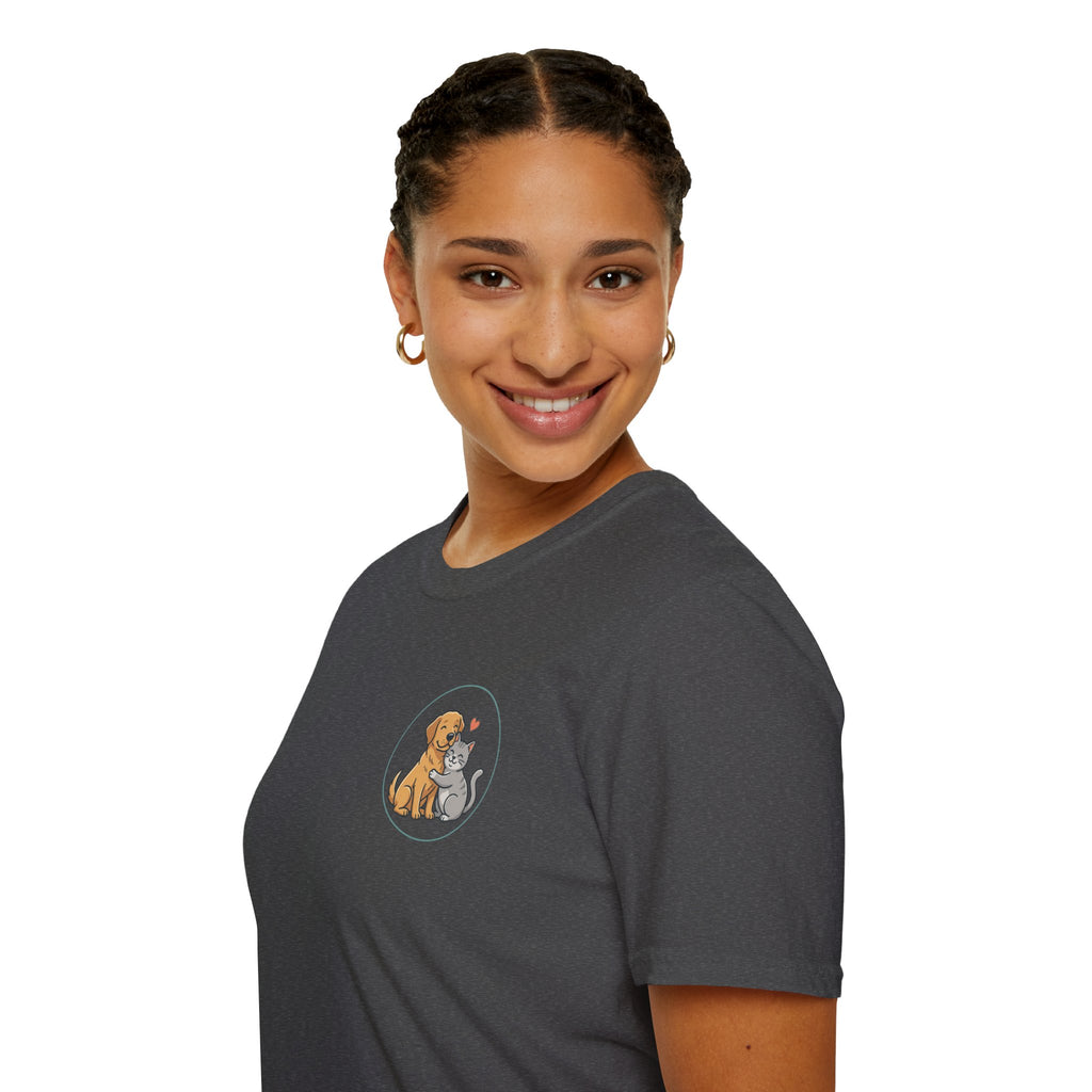 Dog and Cat Best Friends T-Shirt — Cute Pet Love Pocket Tee