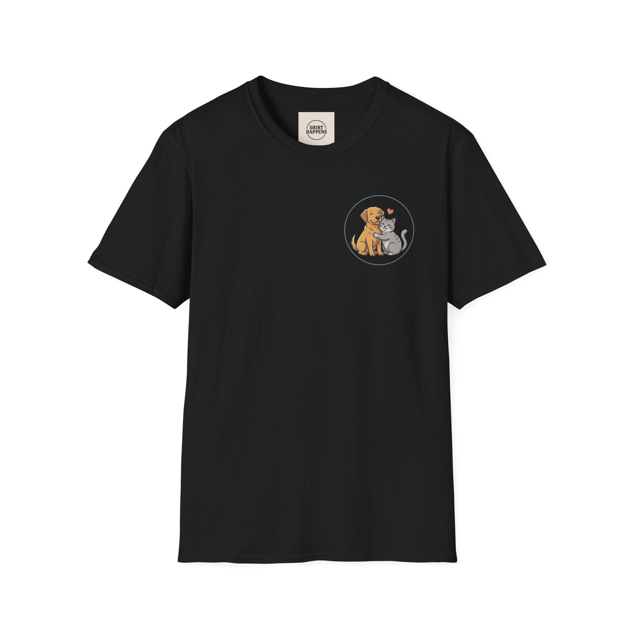 Dog and Cat Best Friends T-Shirt — Cute Pet Love Pocket Tee