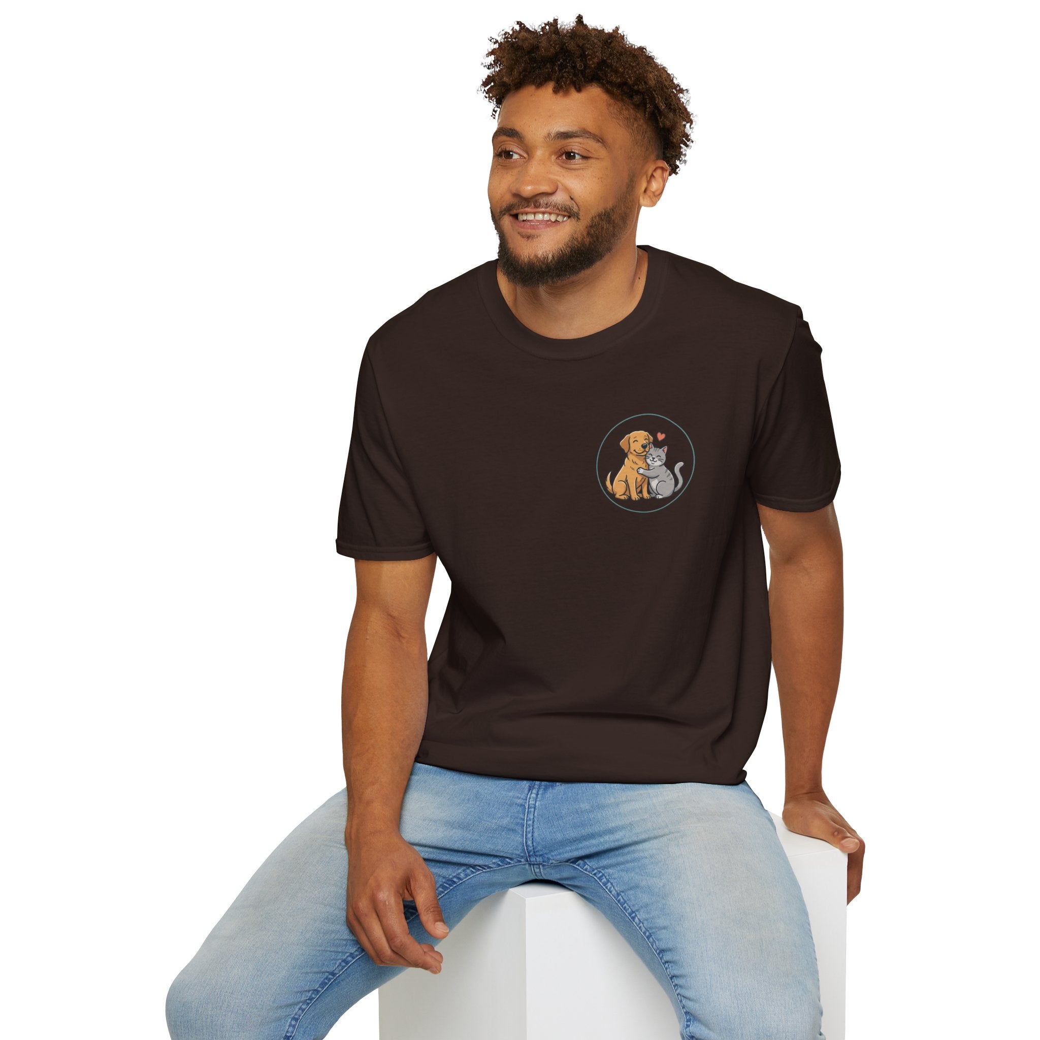 Dog and Cat Best Friends T-Shirt — Cute Pet Love Pocket Tee