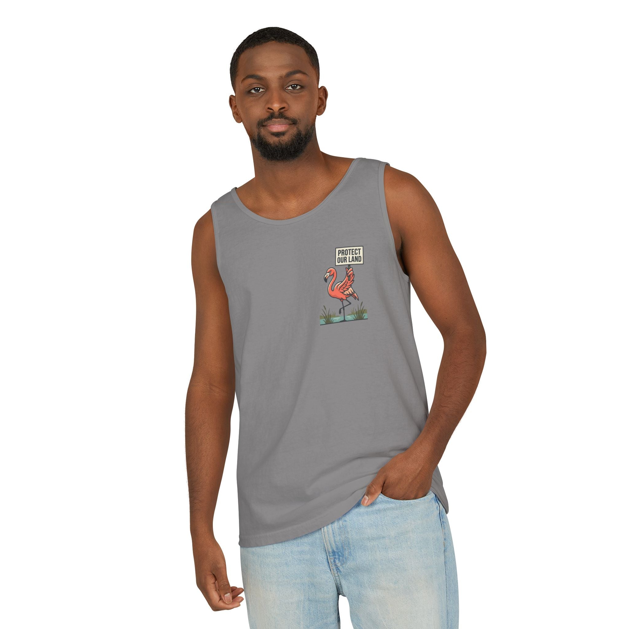 Flamingo Beach Vibes Tank Top – 'Property of the Beach' Graphic