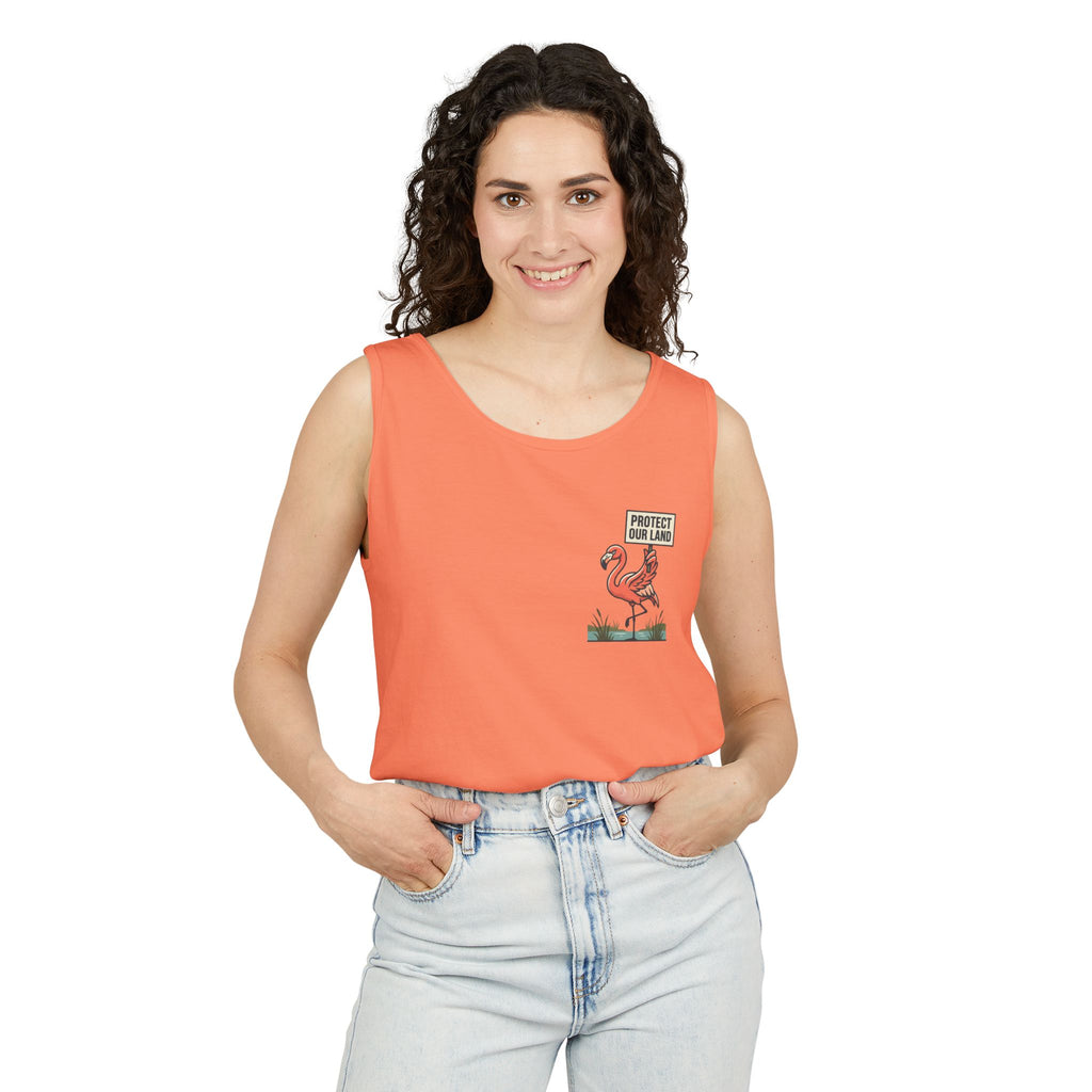 Flamingo Beach Vibes Tank Top – 'Property of the Beach' Graphic