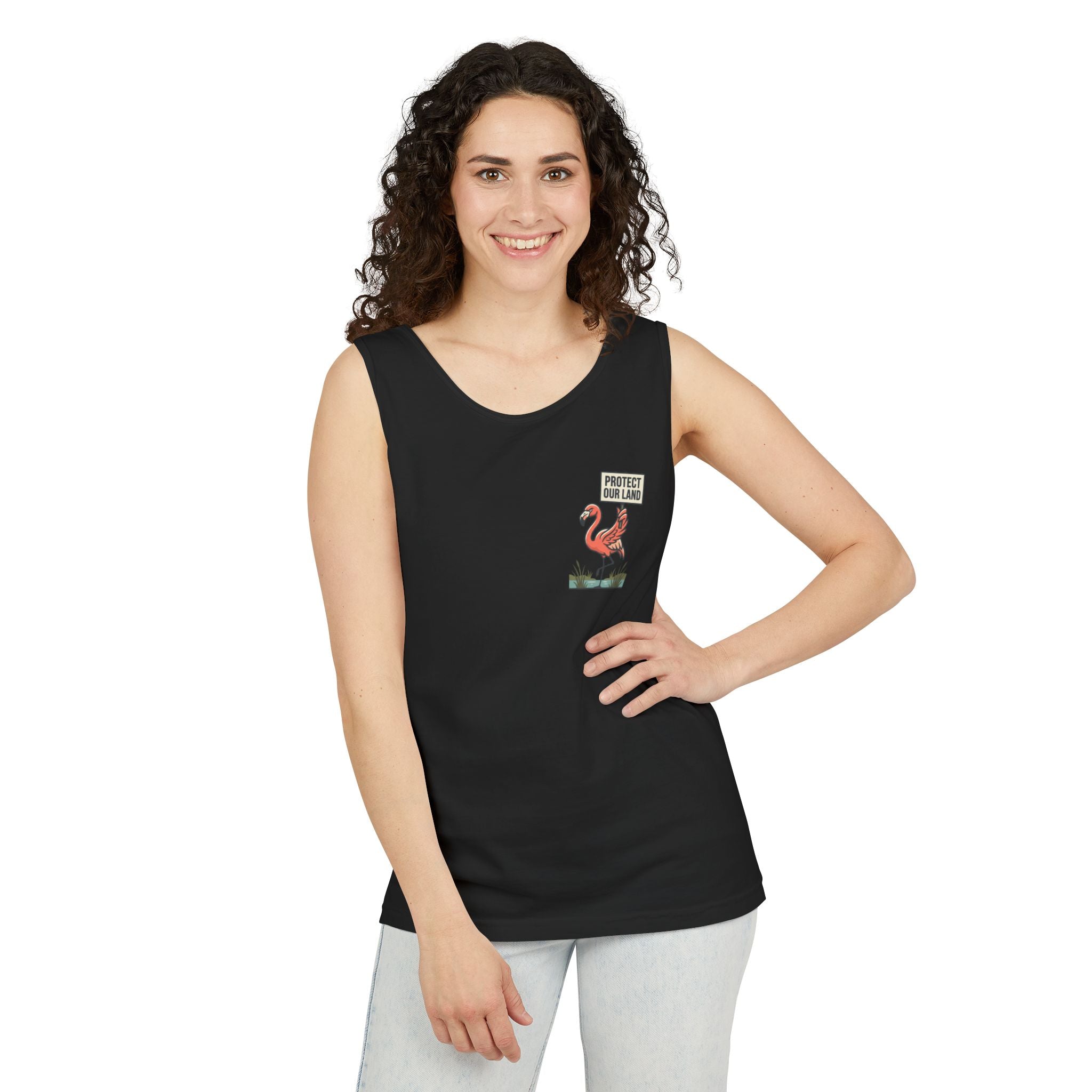 Flamingo Beach Vibes Tank Top – 'Property of the Beach' Graphic