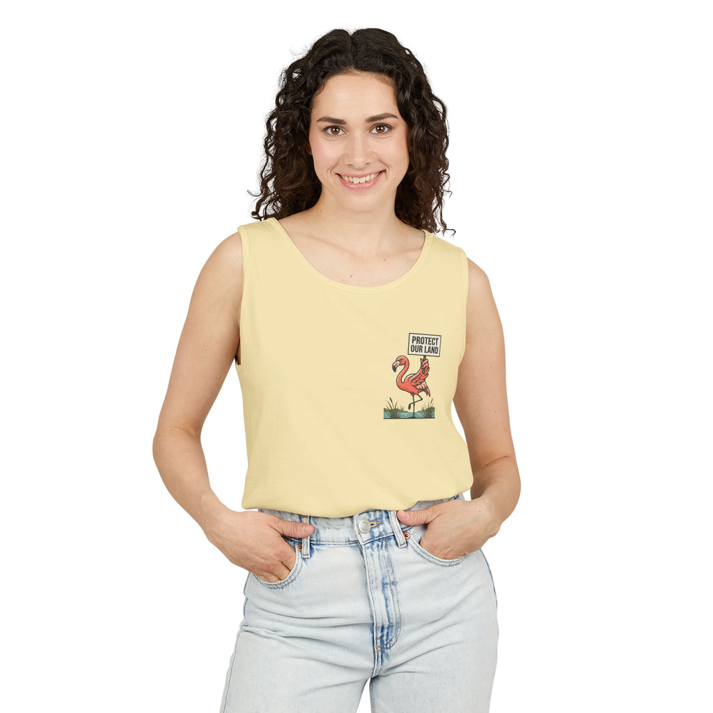 Flamingo Beach Vibes Tank Top – 'Property of the Beach' Graphic