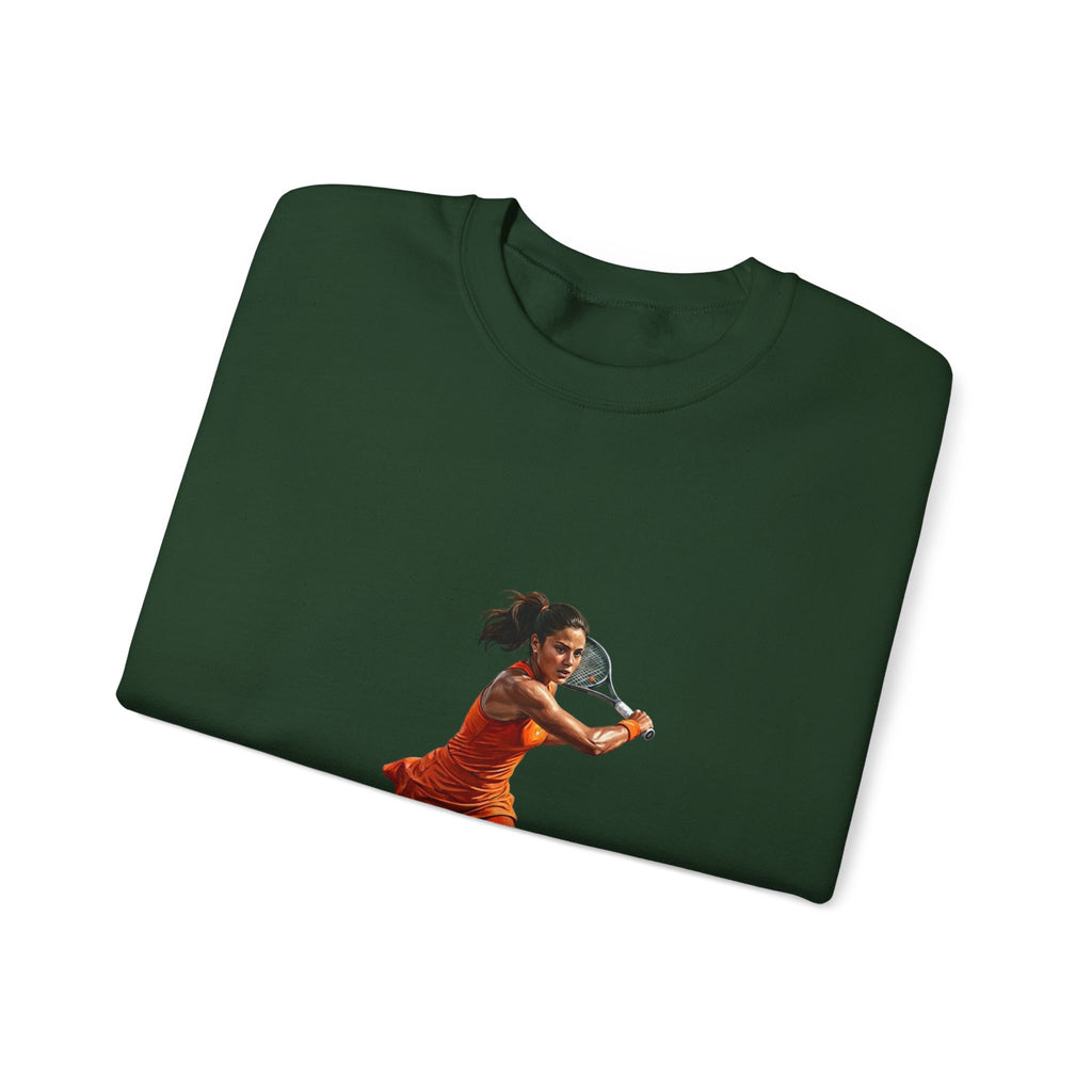 Tennis Player Graphic Sweatshirt — Vintage Court Action Crewneck