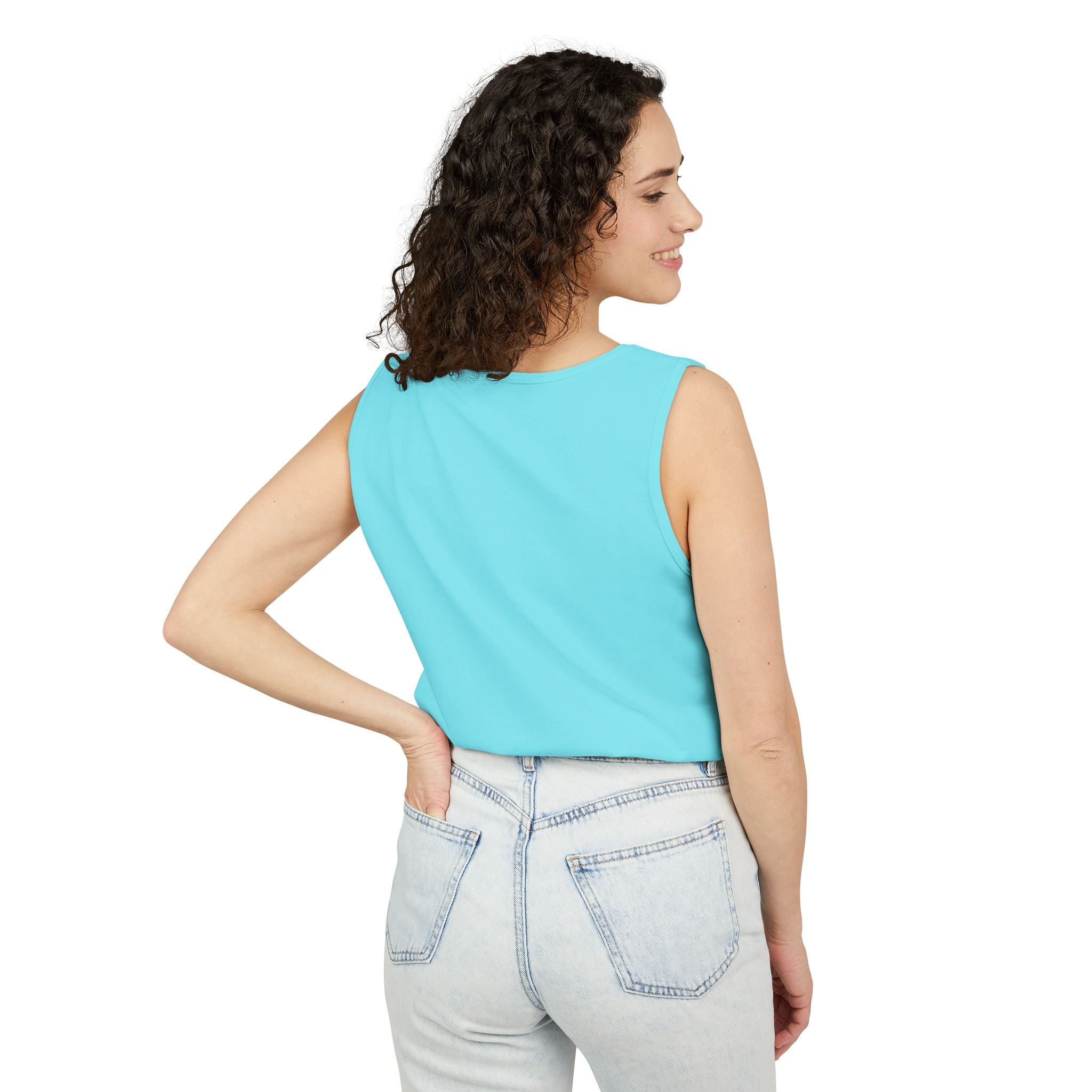 Flamingo Beach Vibes Tank Top – 'Property of the Beach' Graphic
