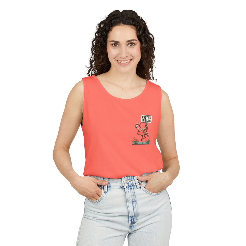 Flamingo Beach Vibes Tank Top – 'Property of the Beach' Graphic