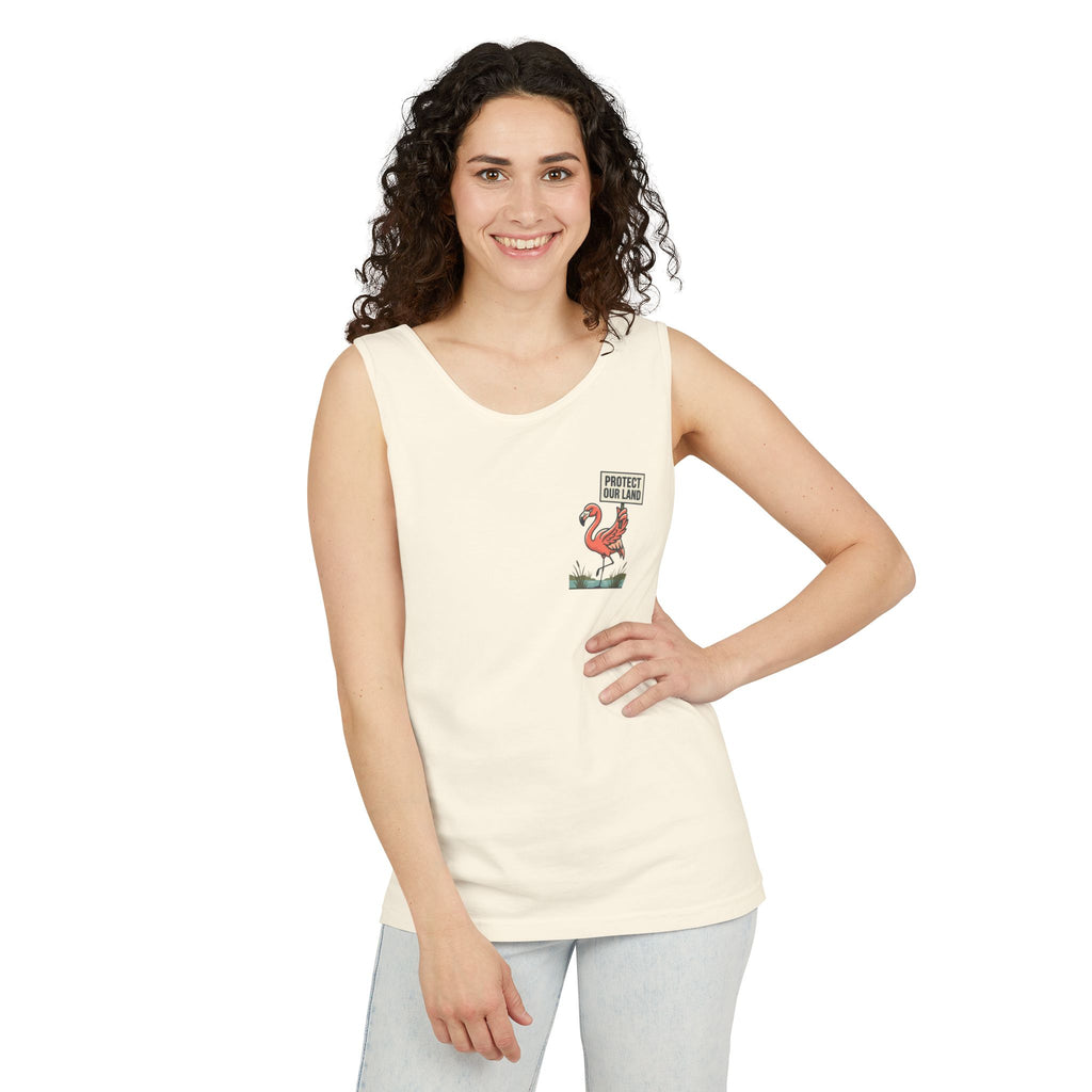 Flamingo Beach Vibes Tank Top – 'Property of the Beach' Graphic