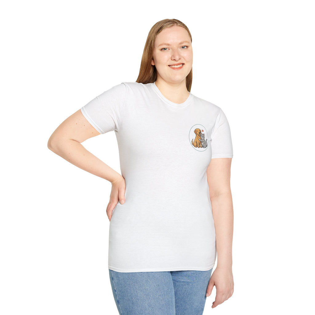 Dog and Cat Best Friends T-Shirt — Cute Pet Love Pocket Tee