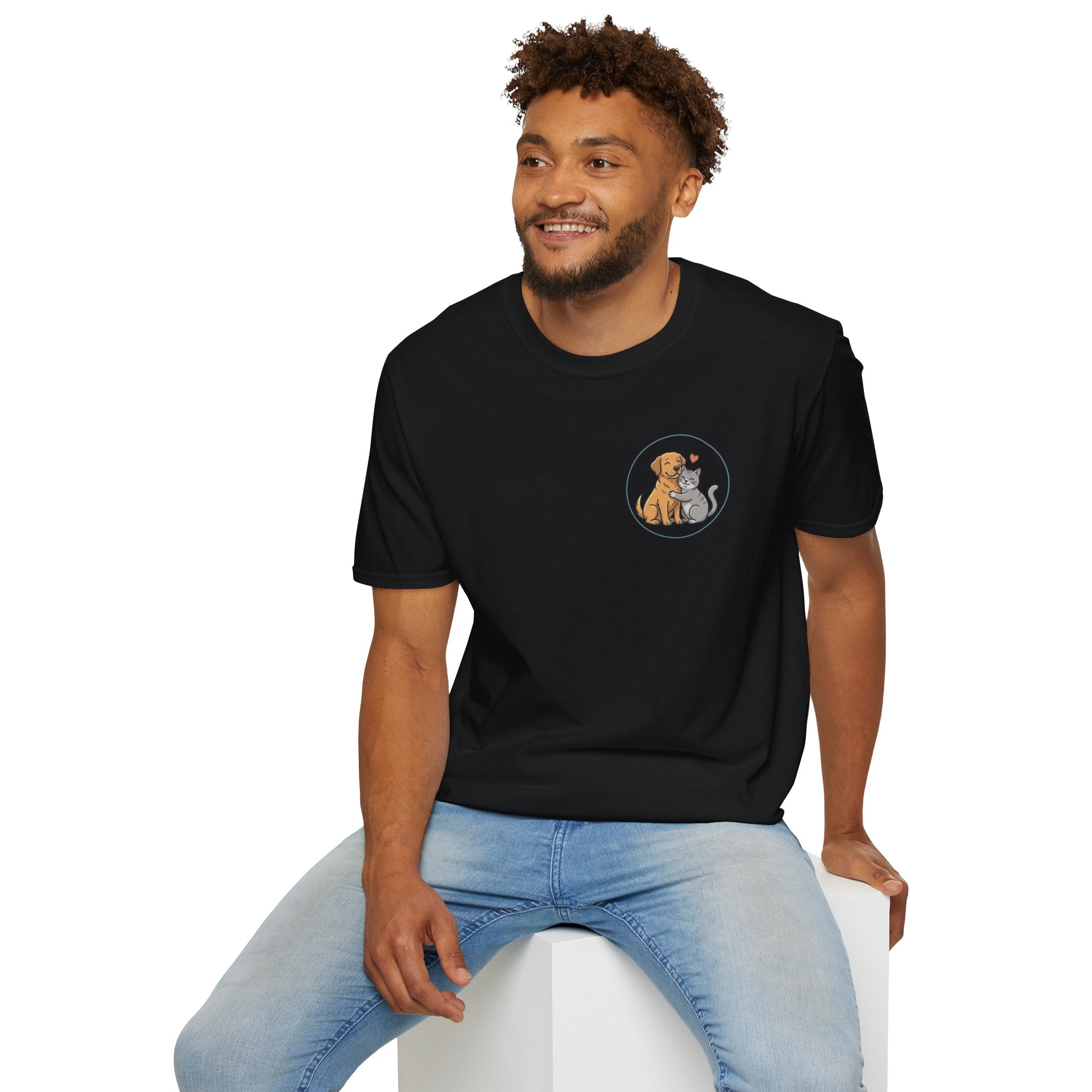 Dog and Cat Best Friends T-Shirt — Cute Pet Love Pocket Tee