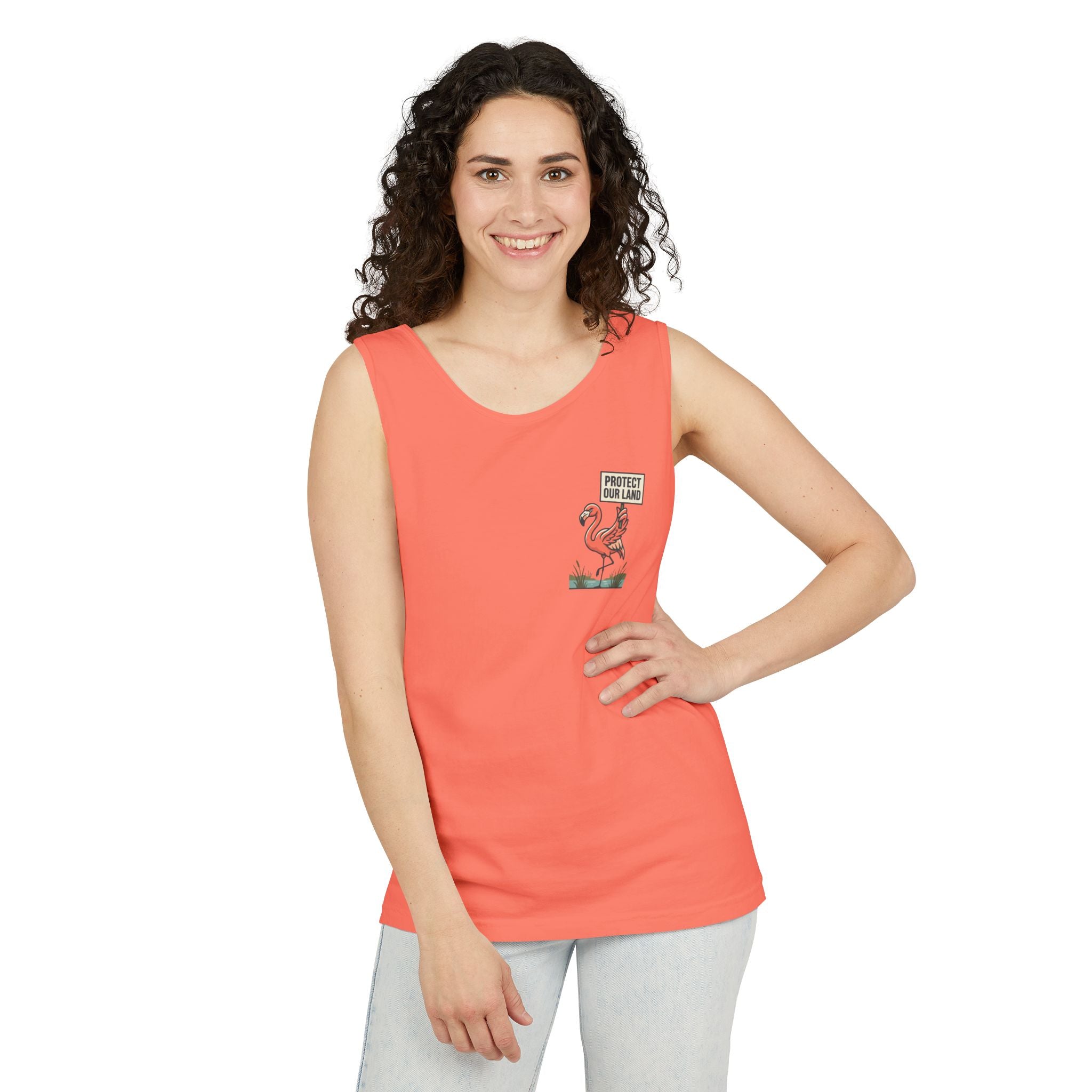 Flamingo Beach Vibes Tank Top – 'Property of the Beach' Graphic