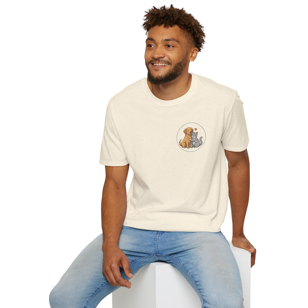Dog and Cat Best Friends T-Shirt — Cute Pet Love Pocket Tee