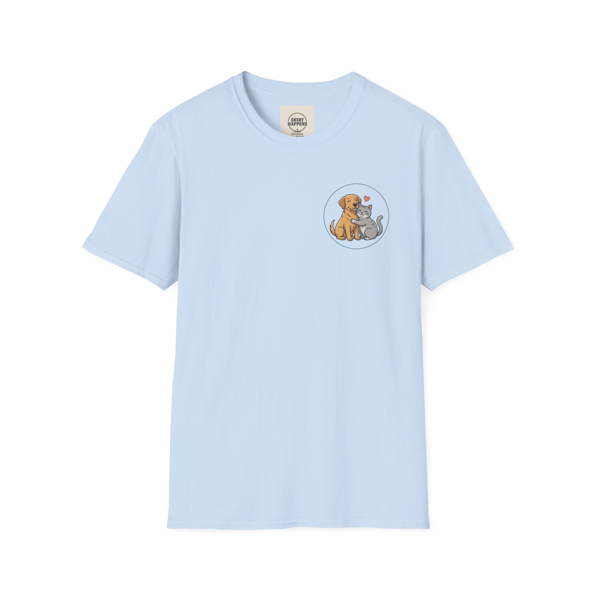 Dog and Cat Best Friends T-Shirt — Cute Pet Love Pocket Tee