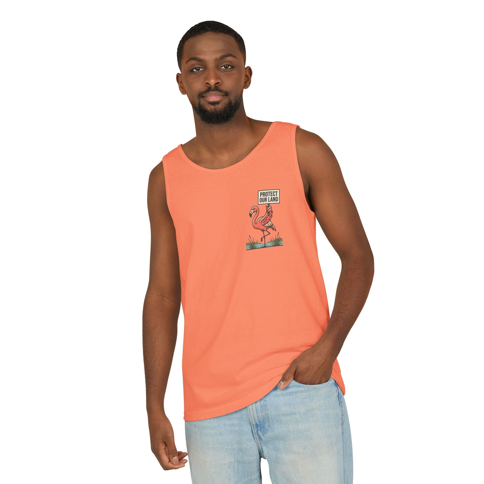 Flamingo Beach Vibes Tank Top – 'Property of the Beach' Graphic