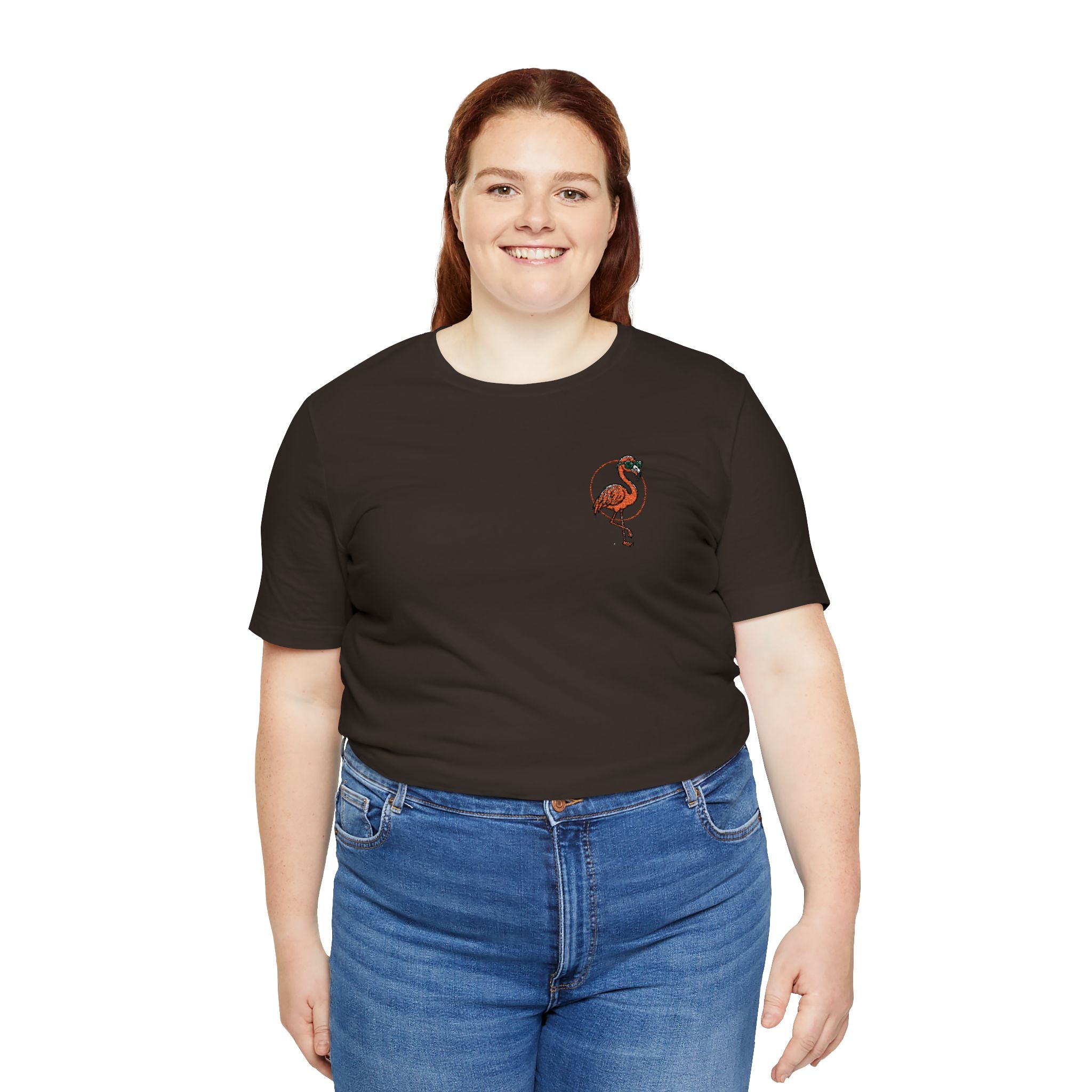 Flamingo Pocket Tee — Chest Graphic T-Shirt