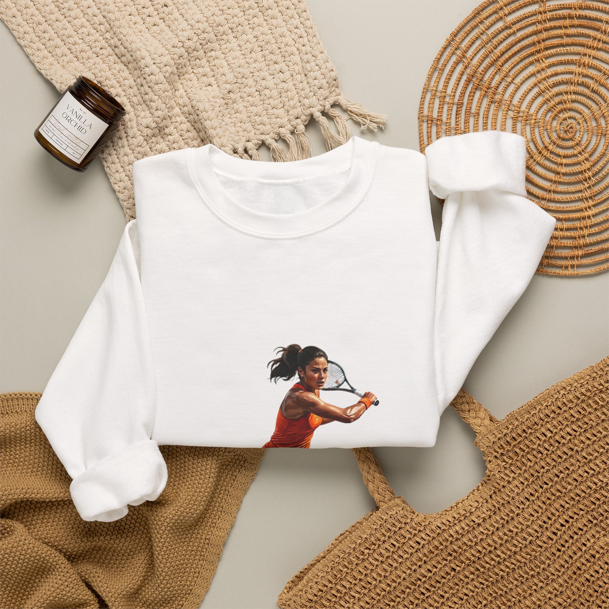 Tennis Player Graphic Sweatshirt — Vintage Court Action Crewneck