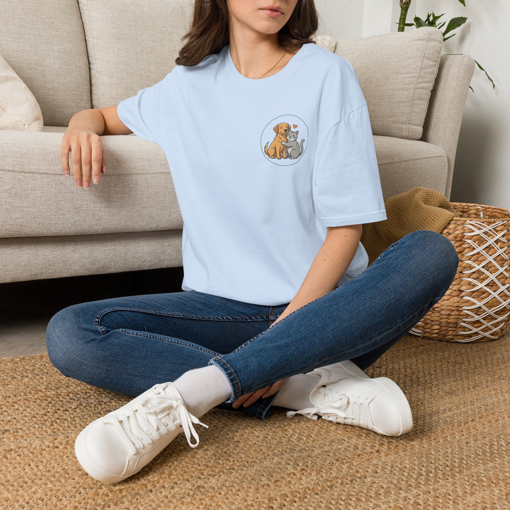 Dog and Cat Best Friends T-Shirt — Cute Pet Love Pocket Tee