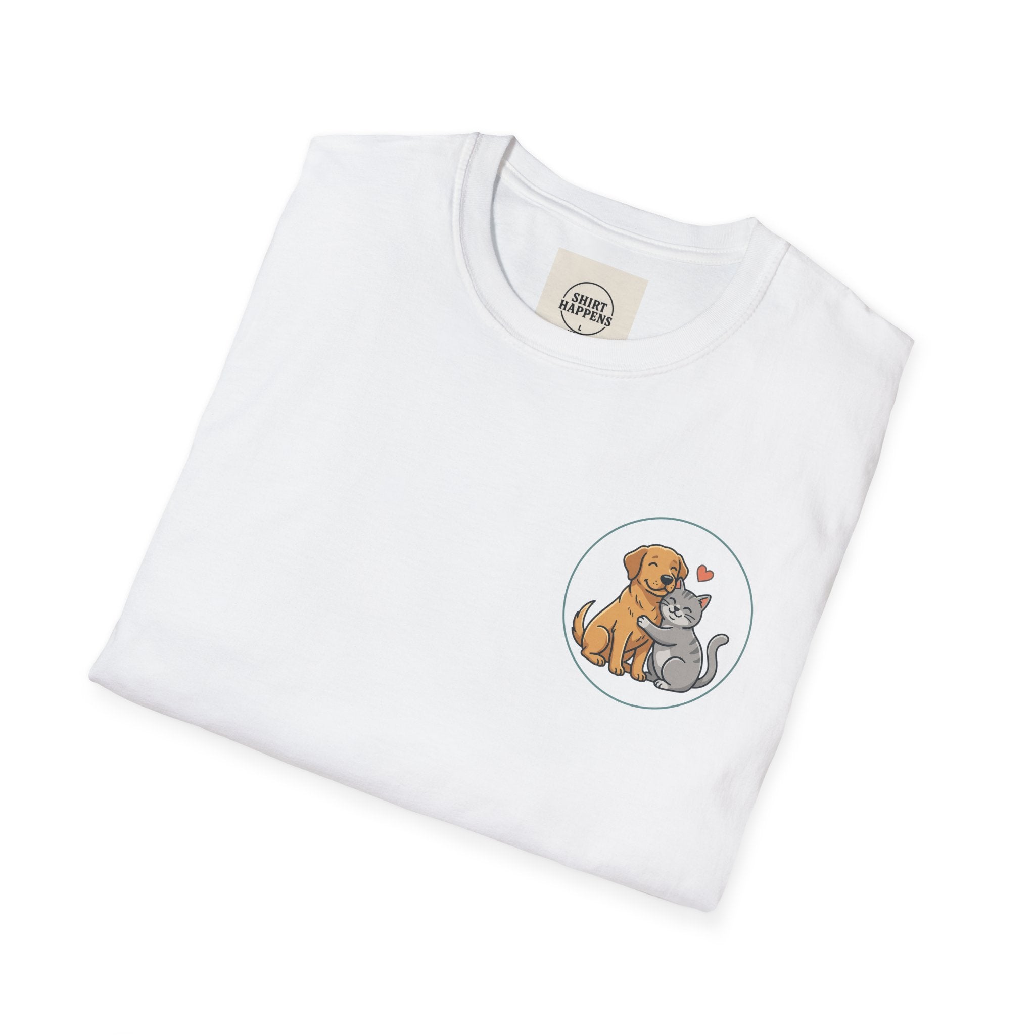 Dog and Cat Best Friends T-Shirt — Cute Pet Love Pocket Tee